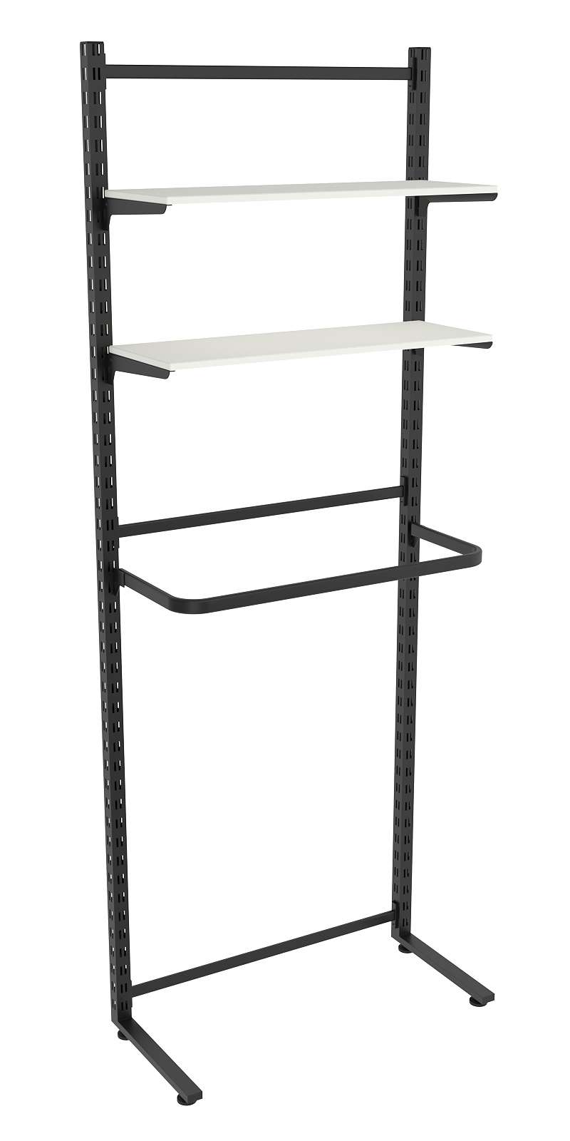 Пристенная система с П-поручнем и полками ДСП для одежды ЛОФТ №9 (900-2400мм) Белый