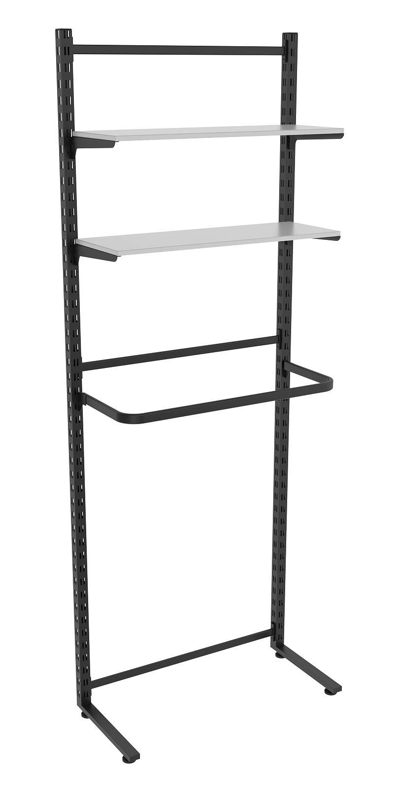 Пристенная система с П-поручнем и полками ДСП для одежды ЛОФТ №9 (900-2400мм) Серый