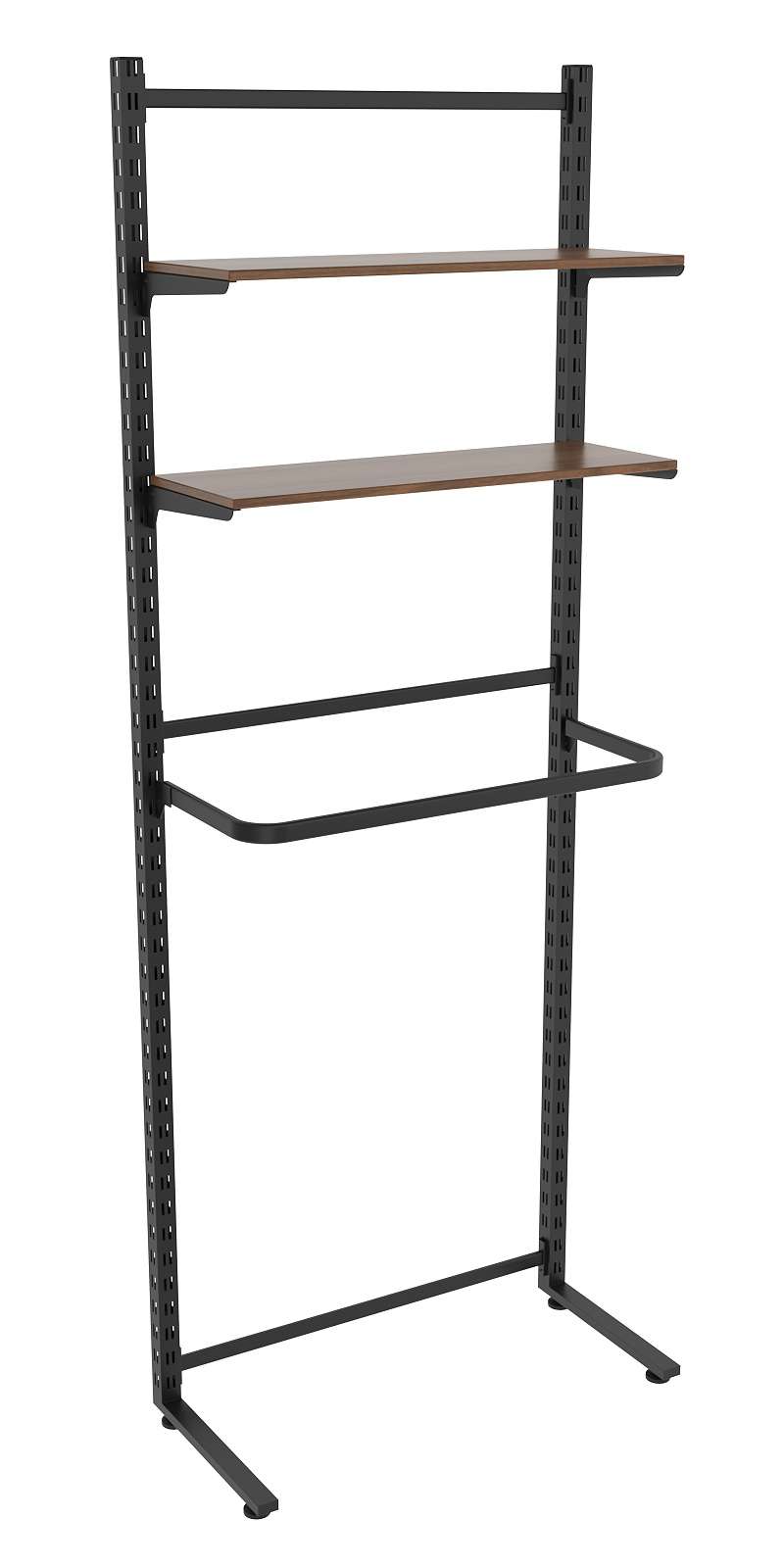 Пристенная система с П-поручнем и полками ДСП для одежды ЛОФТ №9 (900-2400мм) Орех