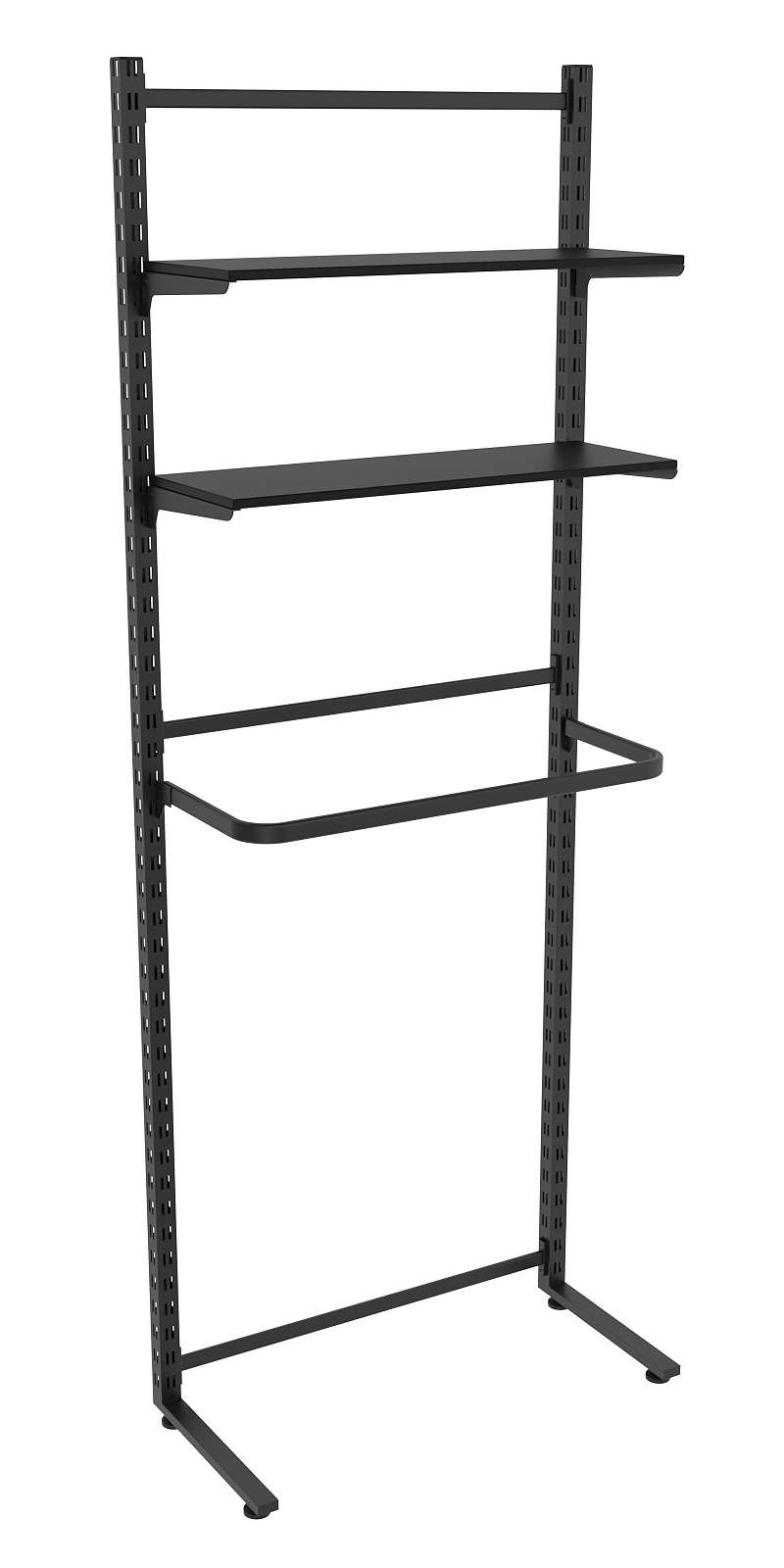 Пристенная система с П-поручнем и полками ДСП для одежды ЛОФТ №9 (900-2400мм) Дуб Венге