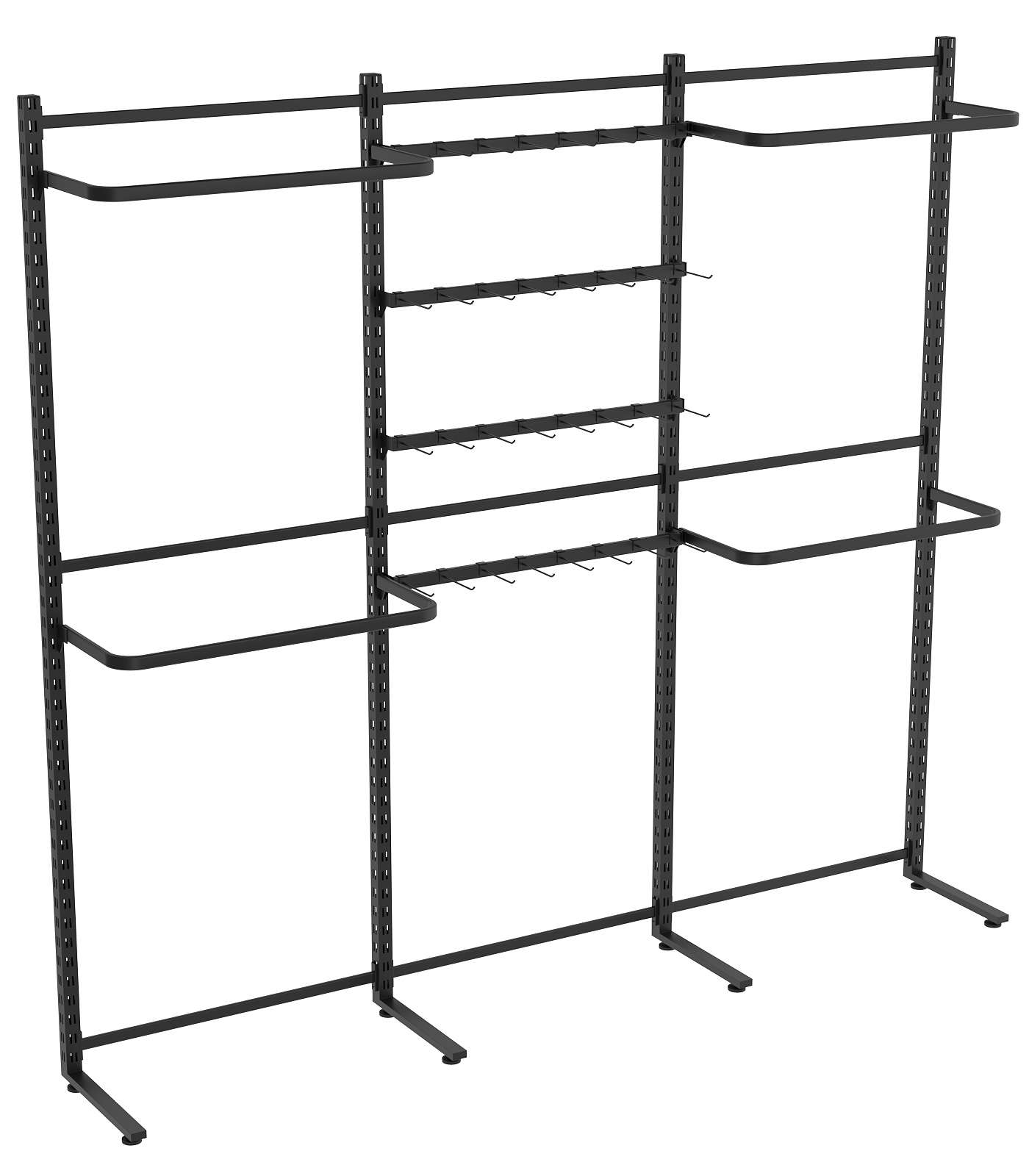 Пристенная система с поручнями для одежды и под крючки ЛОФТ №1-1 (2700-2400мм) Черный