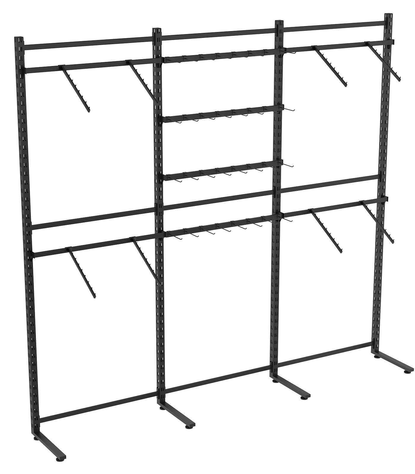 Пристенная система с пристенными поручнями для одежды и под крючки ЛОФТ №2-1 (2700-2400мм) Черный