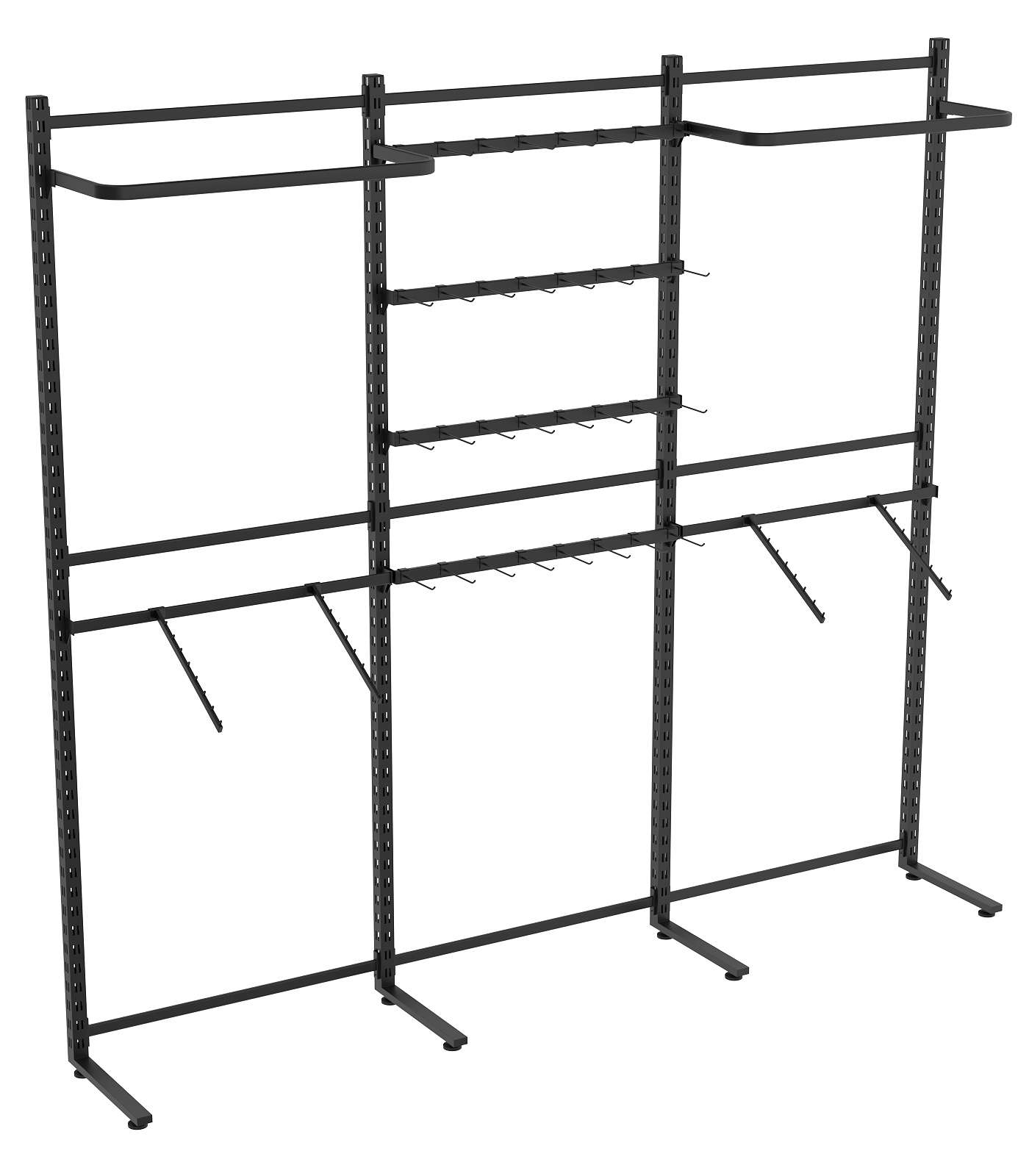 Пристенная система с комбо - поручнями для одежды и под крючки ЛОФТ №3-1 (2700-2400мм) Черный