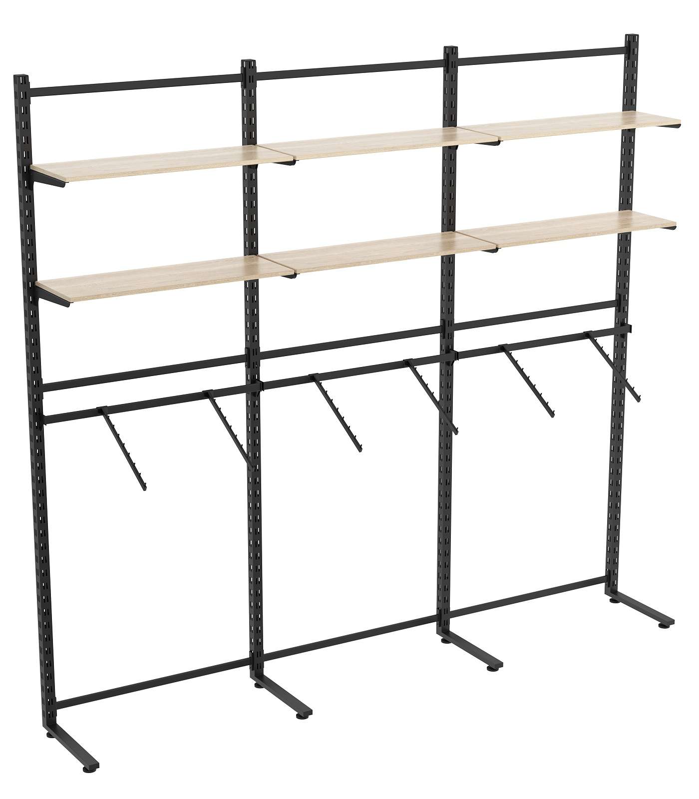 Пристенная система с кронштейнами и полками ДСП для одежды ЛОФТ №6 (2700-2400мм) Дуб сонома