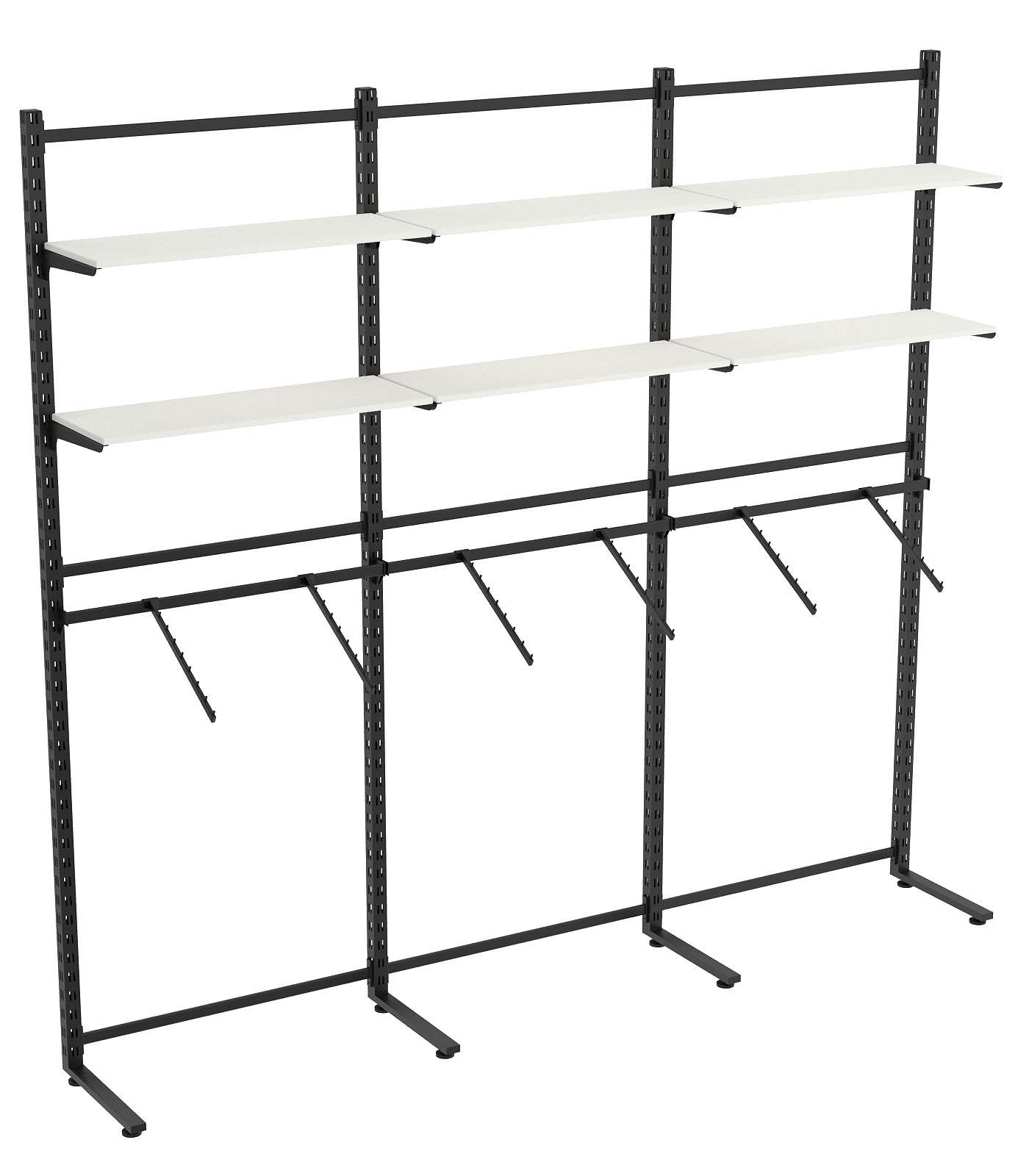 Пристенная система с кронштейнами и полками ДСП для одежды ЛОФТ №6 (2700-2400мм) Белый