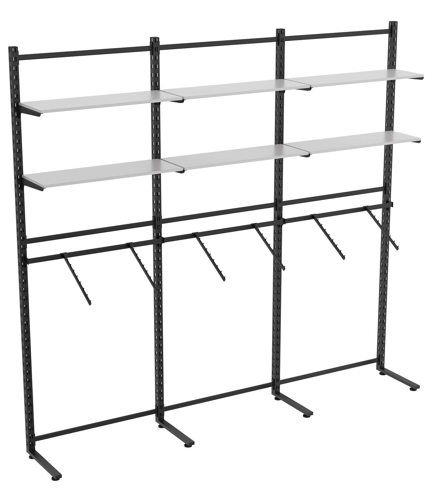 Пристенная система с кронштейнами и полками ДСП для одежды ЛОФТ №6 (2700-2400мм) Серый