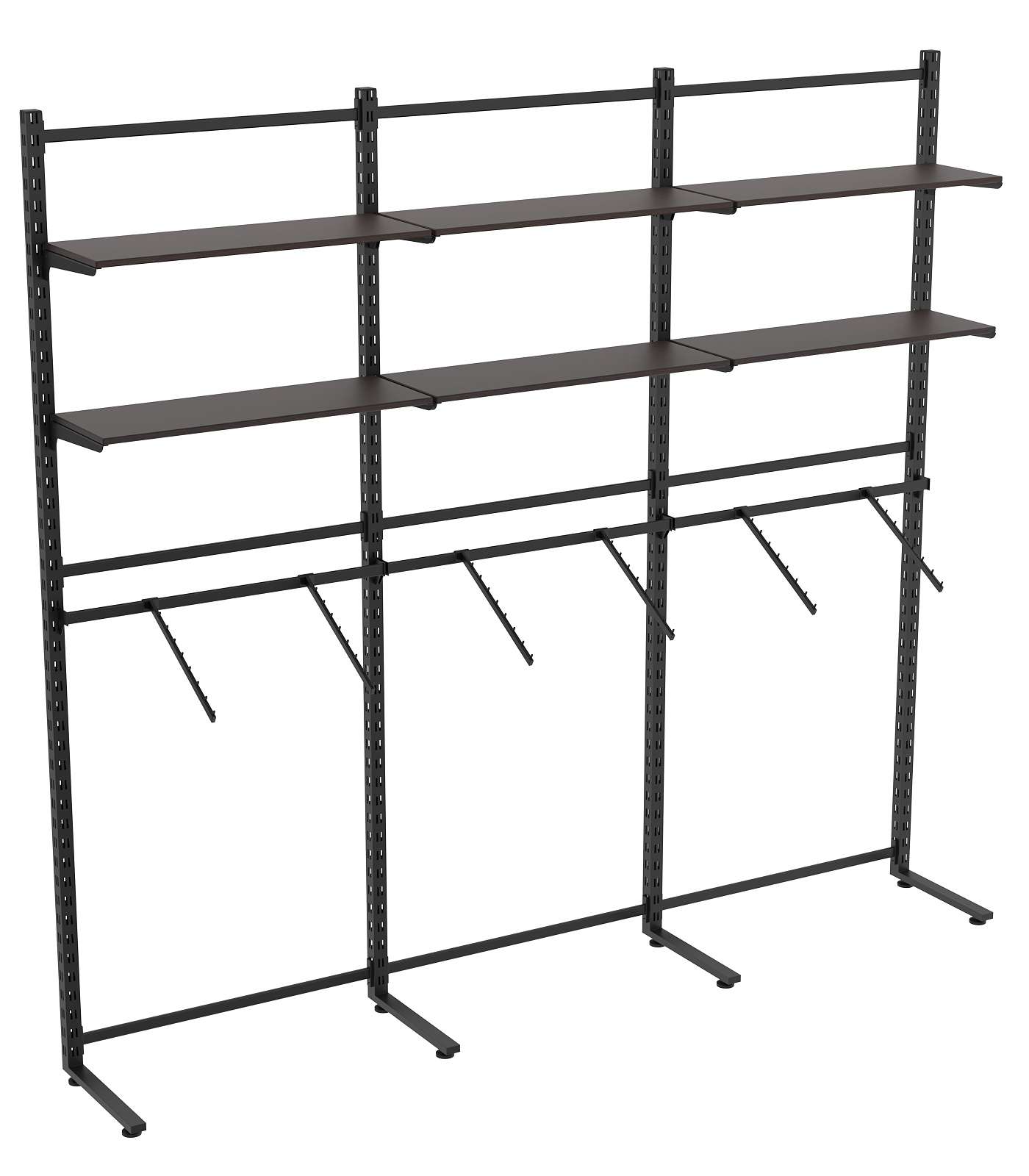 Пристенная система с кронштейнами и полками ДСП для одежды ЛОФТ №6 (2700-2400мм) Дуб Венге