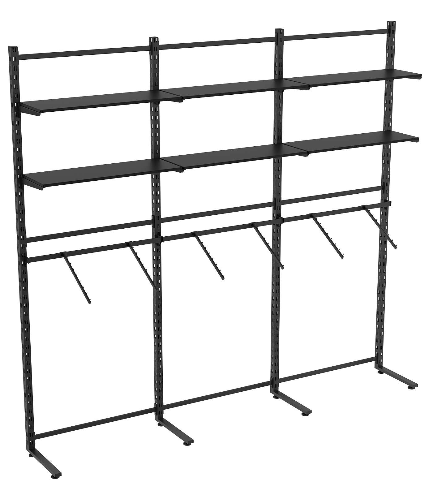 Пристенная система с кронштейнами и полками ДСП для одежды ЛОФТ №6 (2700-2400мм) Черный