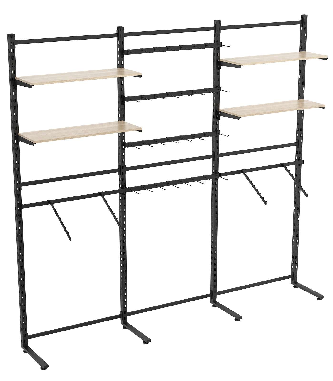 Пристенная система с кронштейнами и полками ДСП для одежды и крючки ЛОФТ №6-1 (2700-2400мм) Дуб сонома