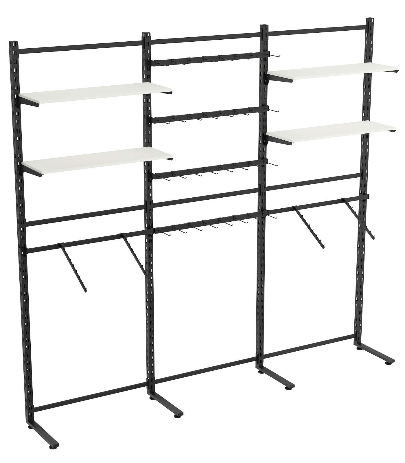 Пристенная система с кронштейнами и полками ДСП для одежды и крючки ЛОФТ №6-1 (2700-2400мм) Белый