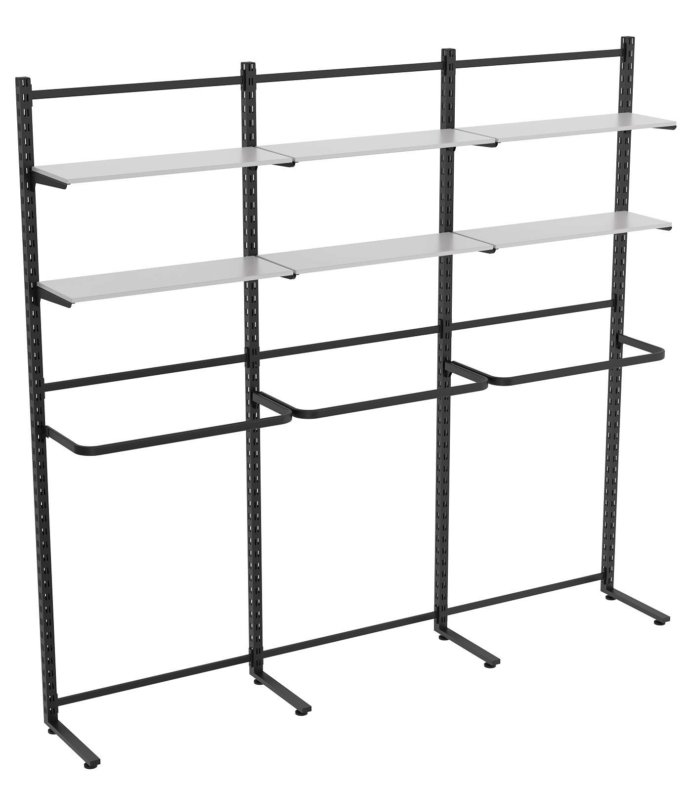 Пристенная система с П-поручнем и полками ДСП для одежды ЛОФТ №9 (2700-2400мм) Серый