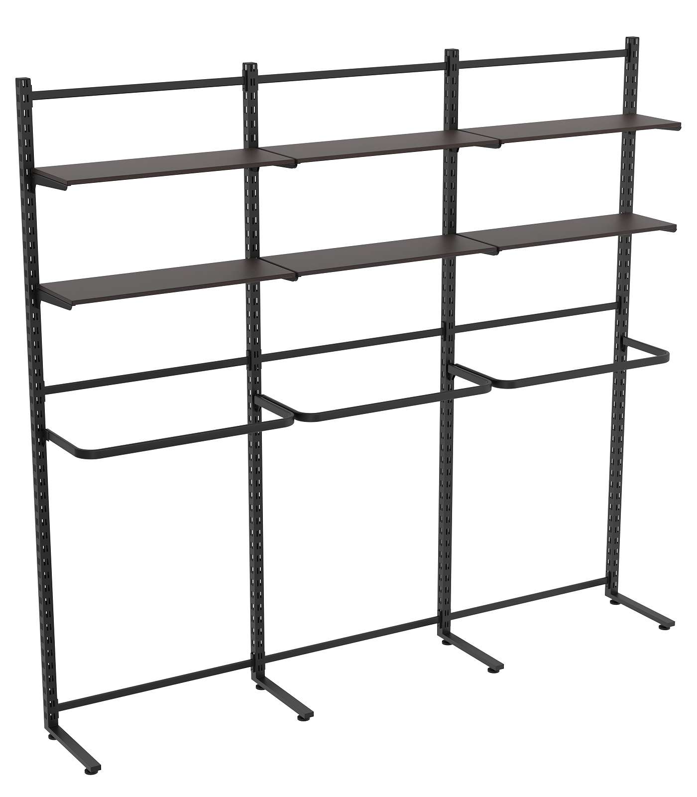 Пристенная система с П-поручнем и полками ДСП для одежды ЛОФТ №9 (2700-2400мм) Дуб Венге