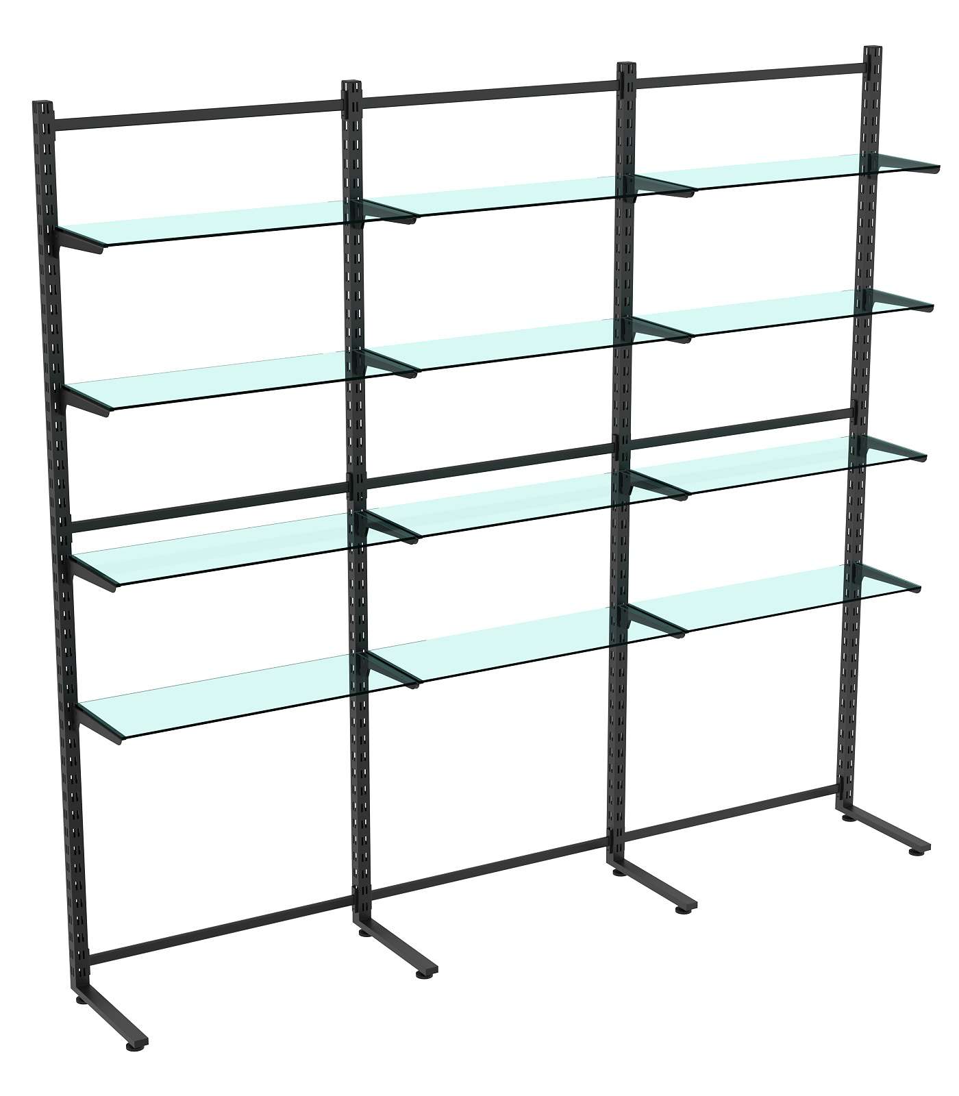 Пристенная система с 12-ю прозрачными полками для одежды ЛОФТ №10 (2700-2400мм) Черный