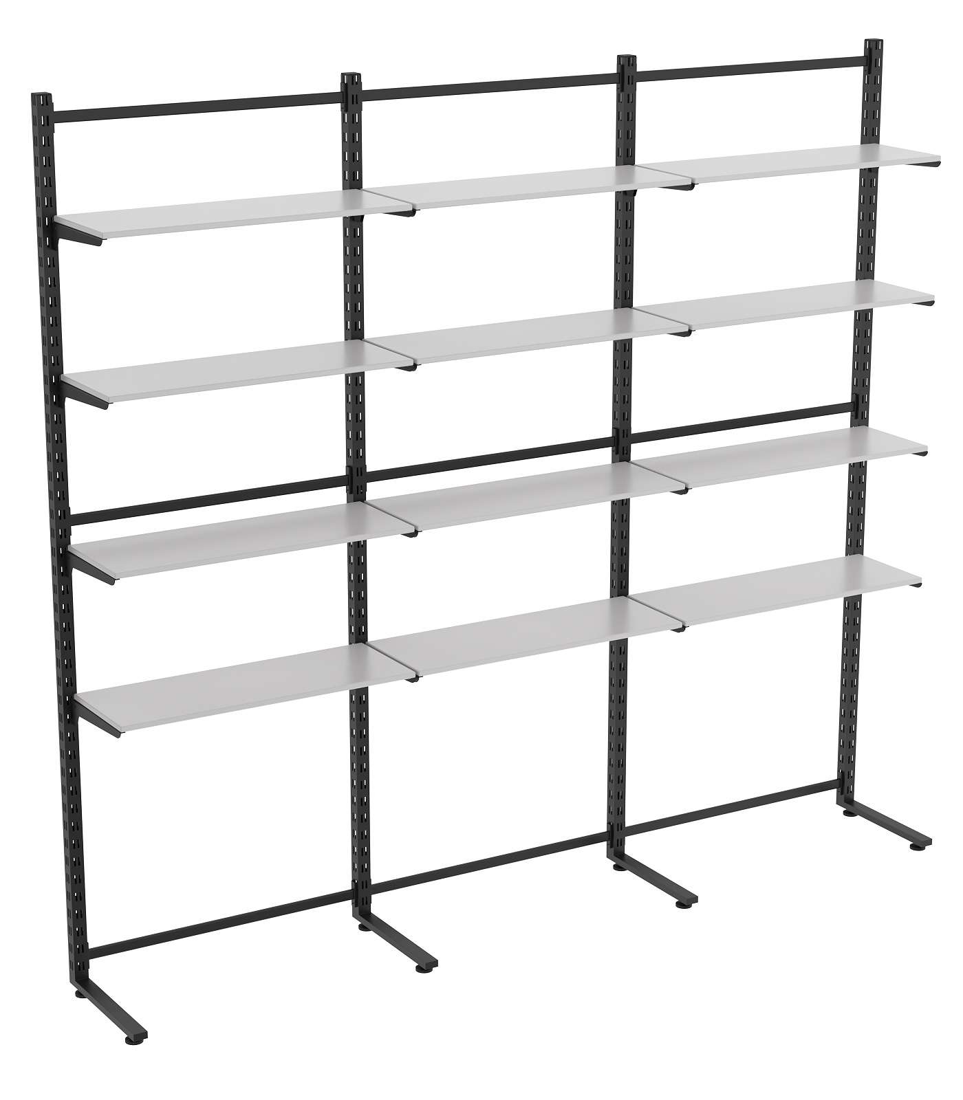 Пристенная система с 12-ю полками ДСП для одежды ЛОФТ №12 (2700-2400мм) Серый