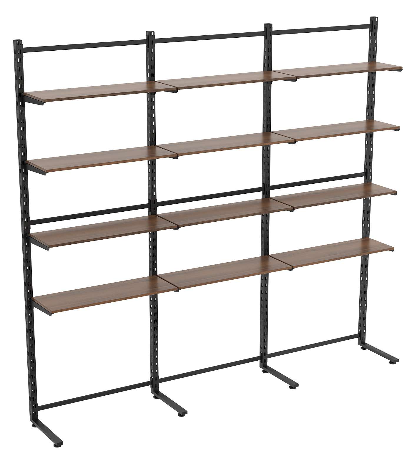 Пристенная система с 12-ю полками ДСП для одежды ЛОФТ №12 (2700-2400мм) Орех