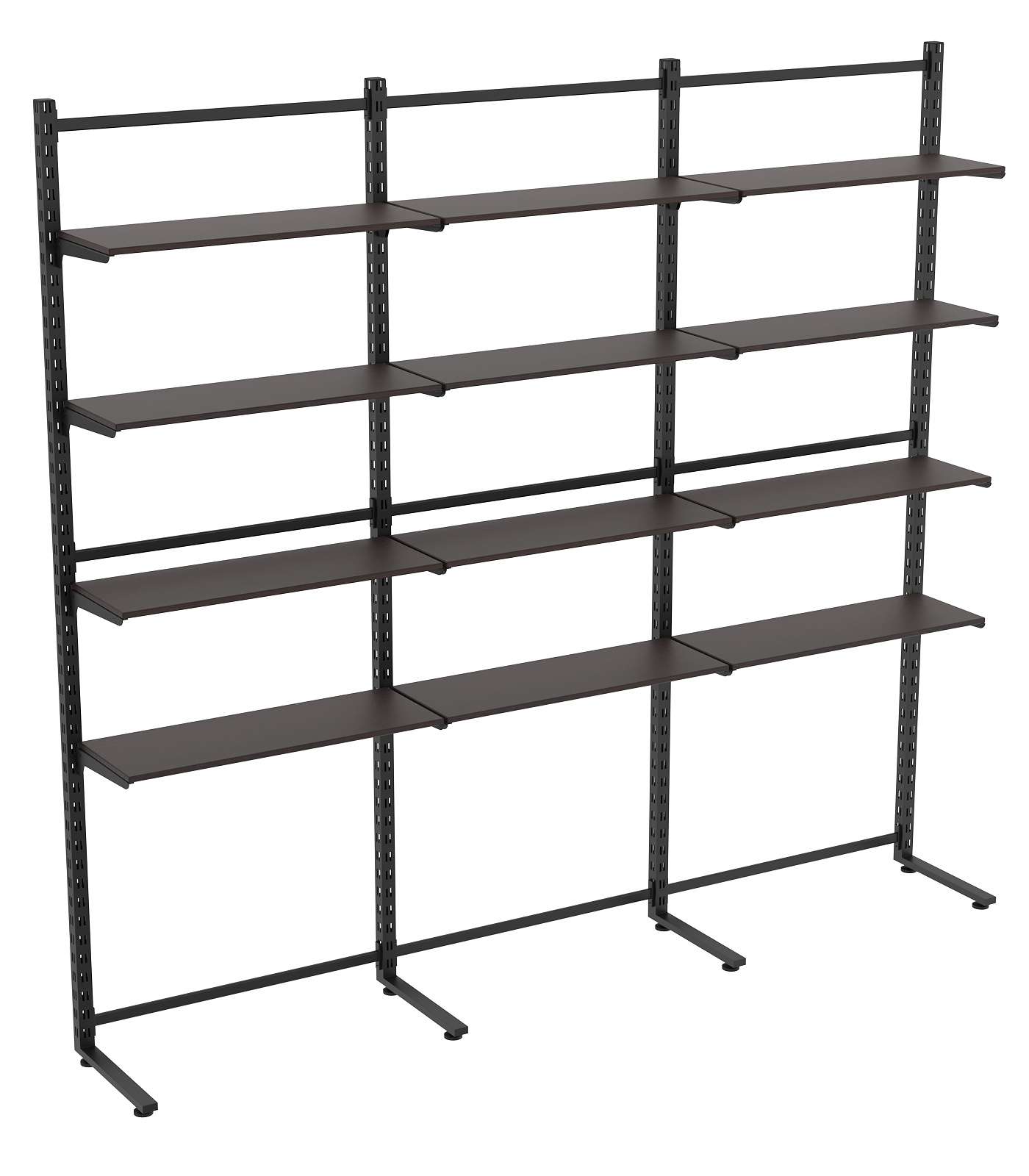 Пристенная система с 12-ю полками ДСП для одежды ЛОФТ №12 (2700-2400мм) Дуб Венге