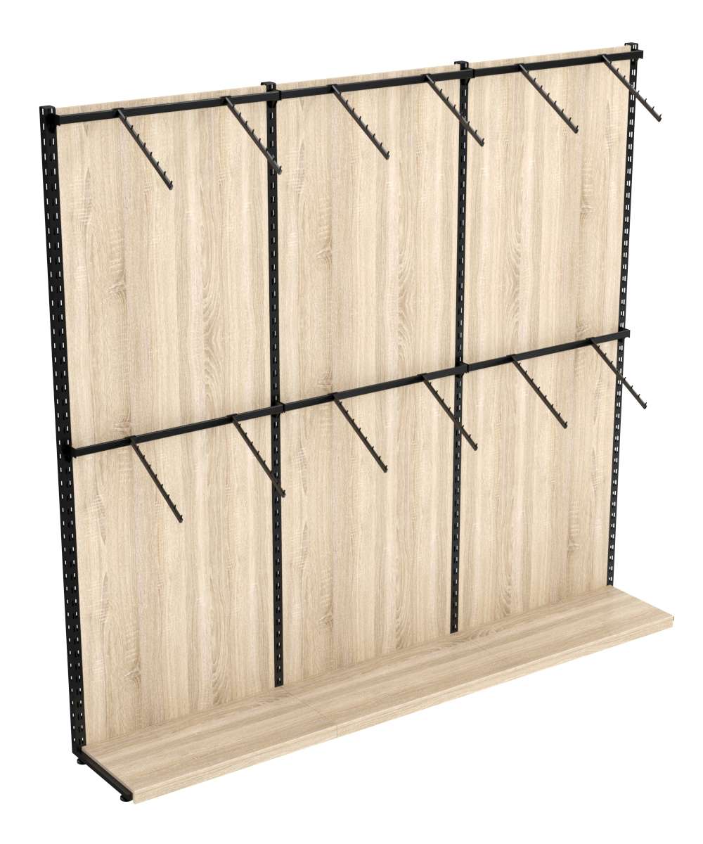 Пристенная система с пристенными поручнями для одежды ЛОФТ №2-ЗС 2700мм Дуб сонома