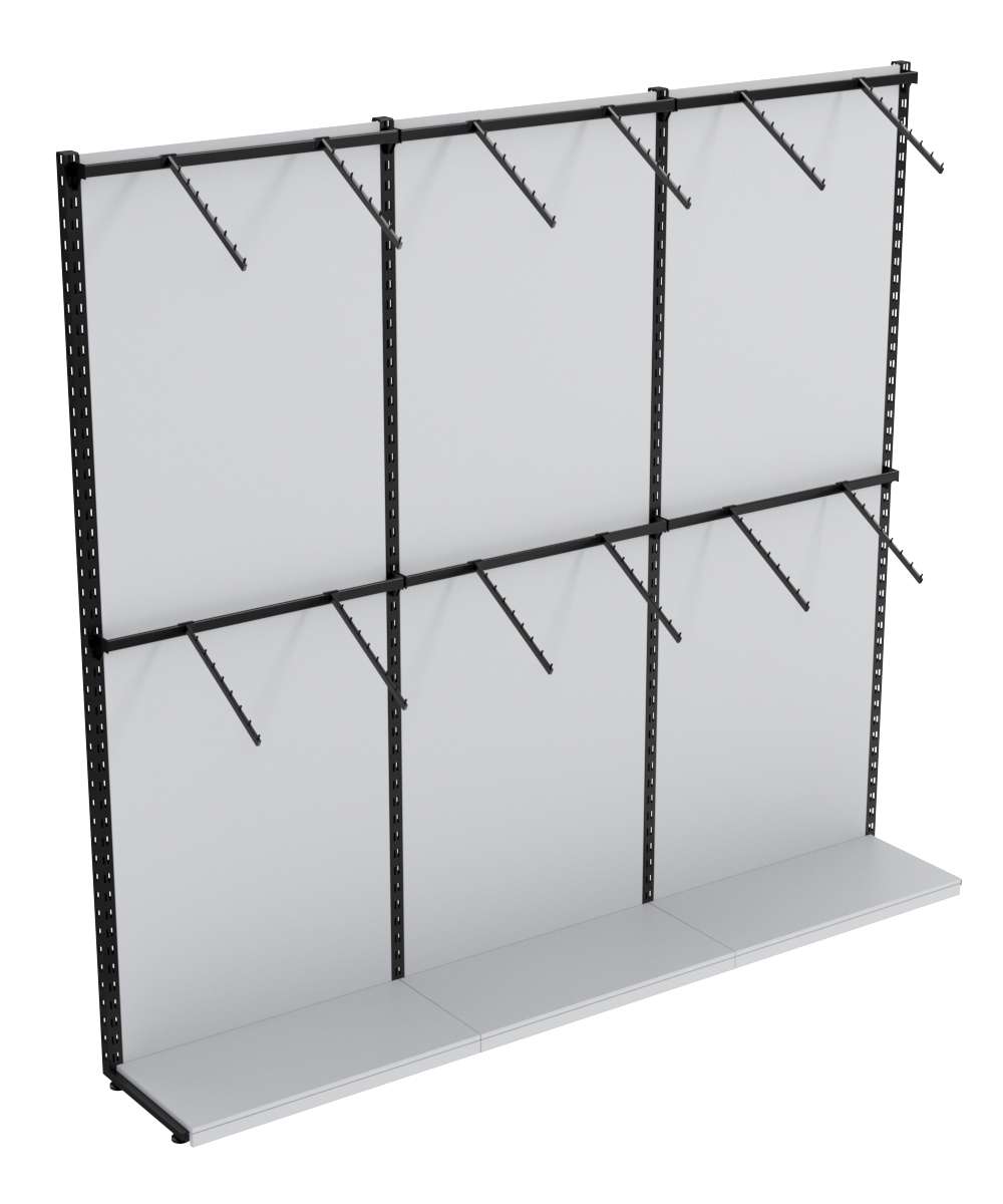 Пристенная система с пристенными поручнями для одежды ЛОФТ №2-ЗС 2700мм Серый