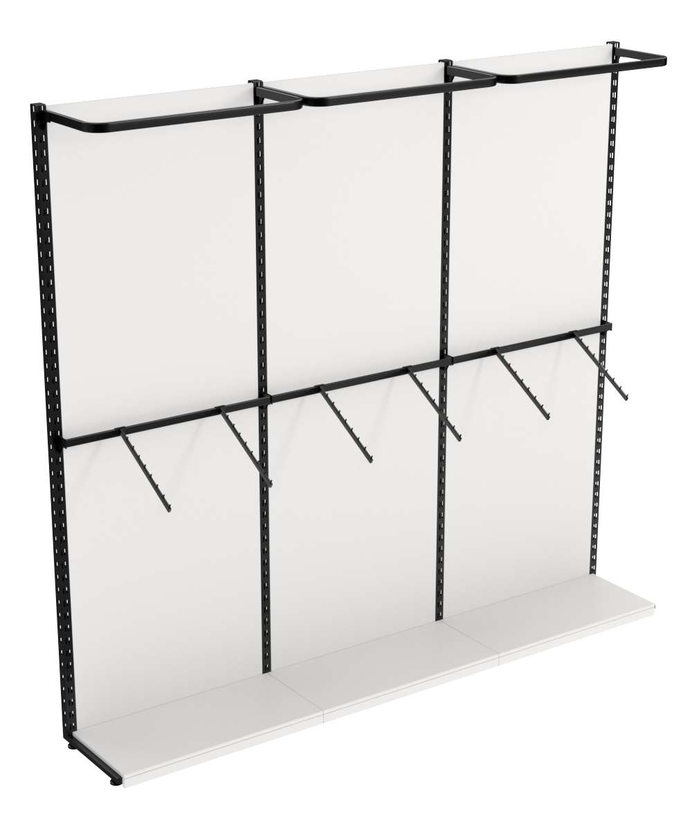 Пристенная система с комбо - поручнями для одежды ЛОФТ №3-ЗС 2700мм Белый