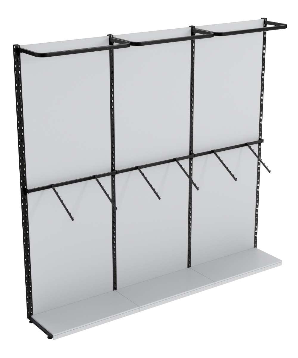 Пристенная система с комбо - поручнями для одежды ЛОФТ №3-ЗС 2700мм Серый