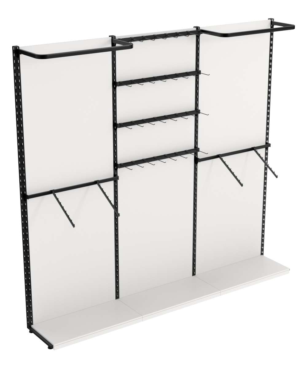 Пристенная система с комбо - поручнями для одежды и под крючки ЛОФТ №3-1-ЗС 2700мм Белый