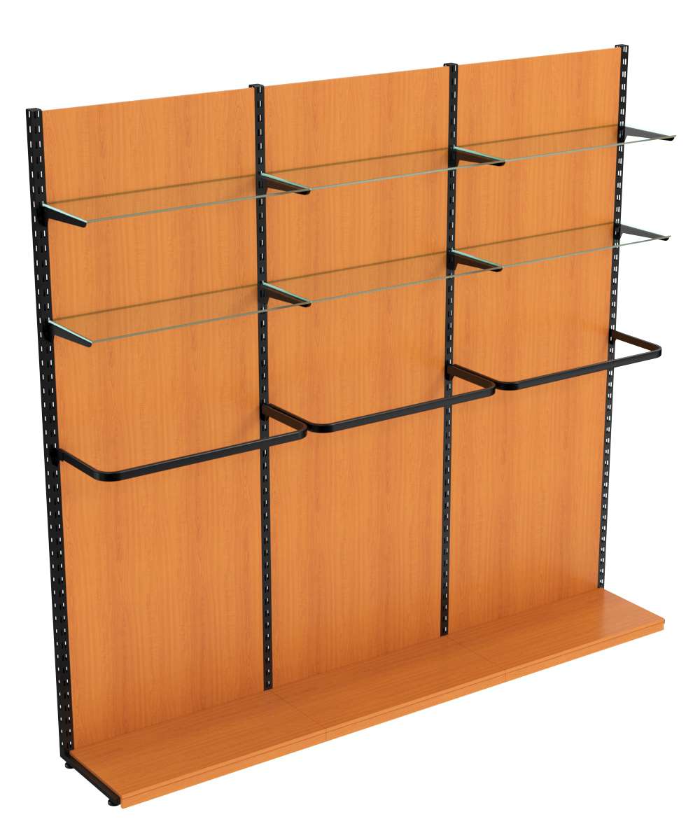 Пристенная система с П-поручнем и прозрачными полками для одежды ЛОФТ №7-ЗС 2700мм Серый