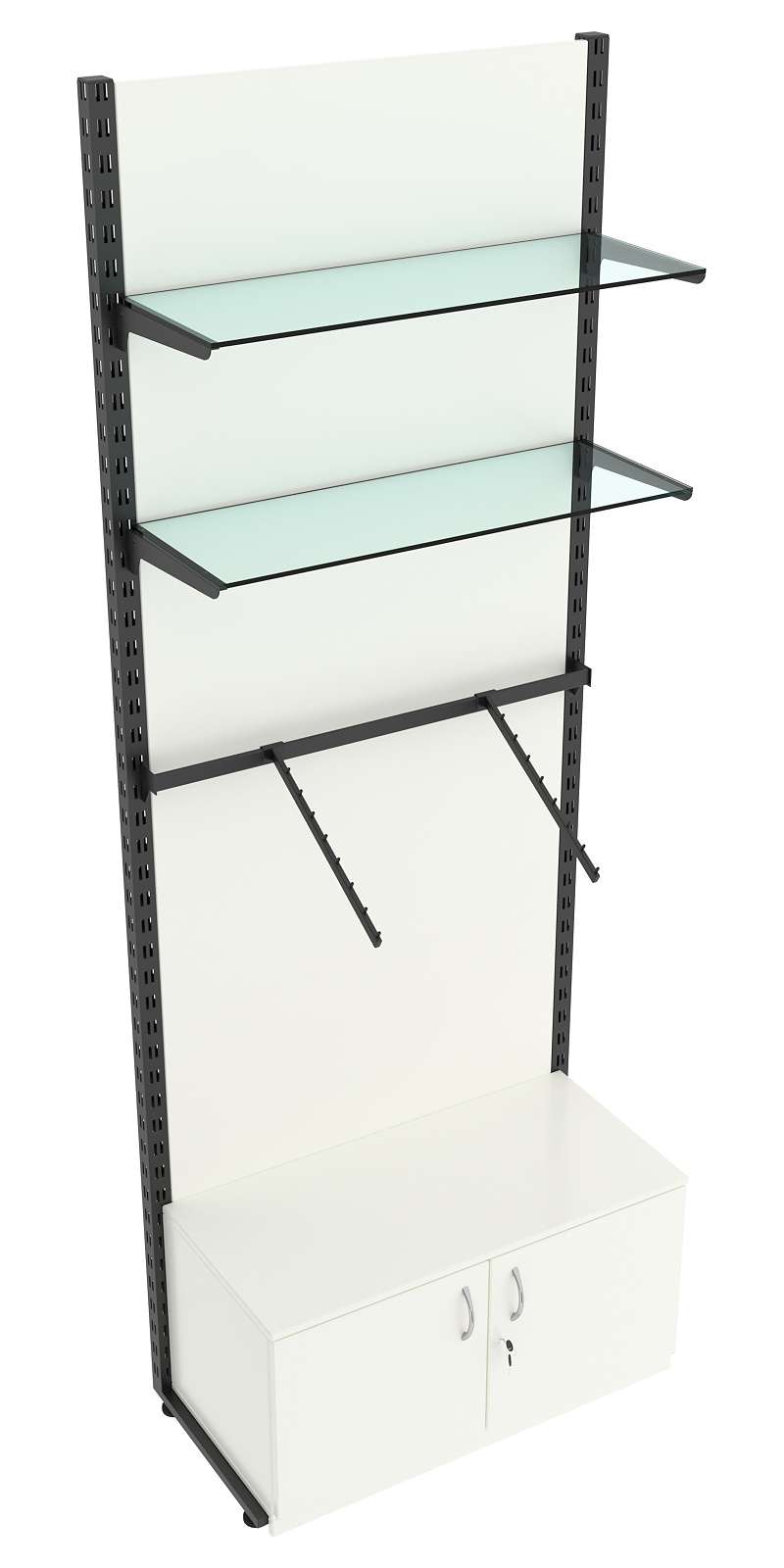 Пристенная система с кронштейнами и прозрачными полками для одежды ЛОФТ №4-ЗС-Н 900мм Белый