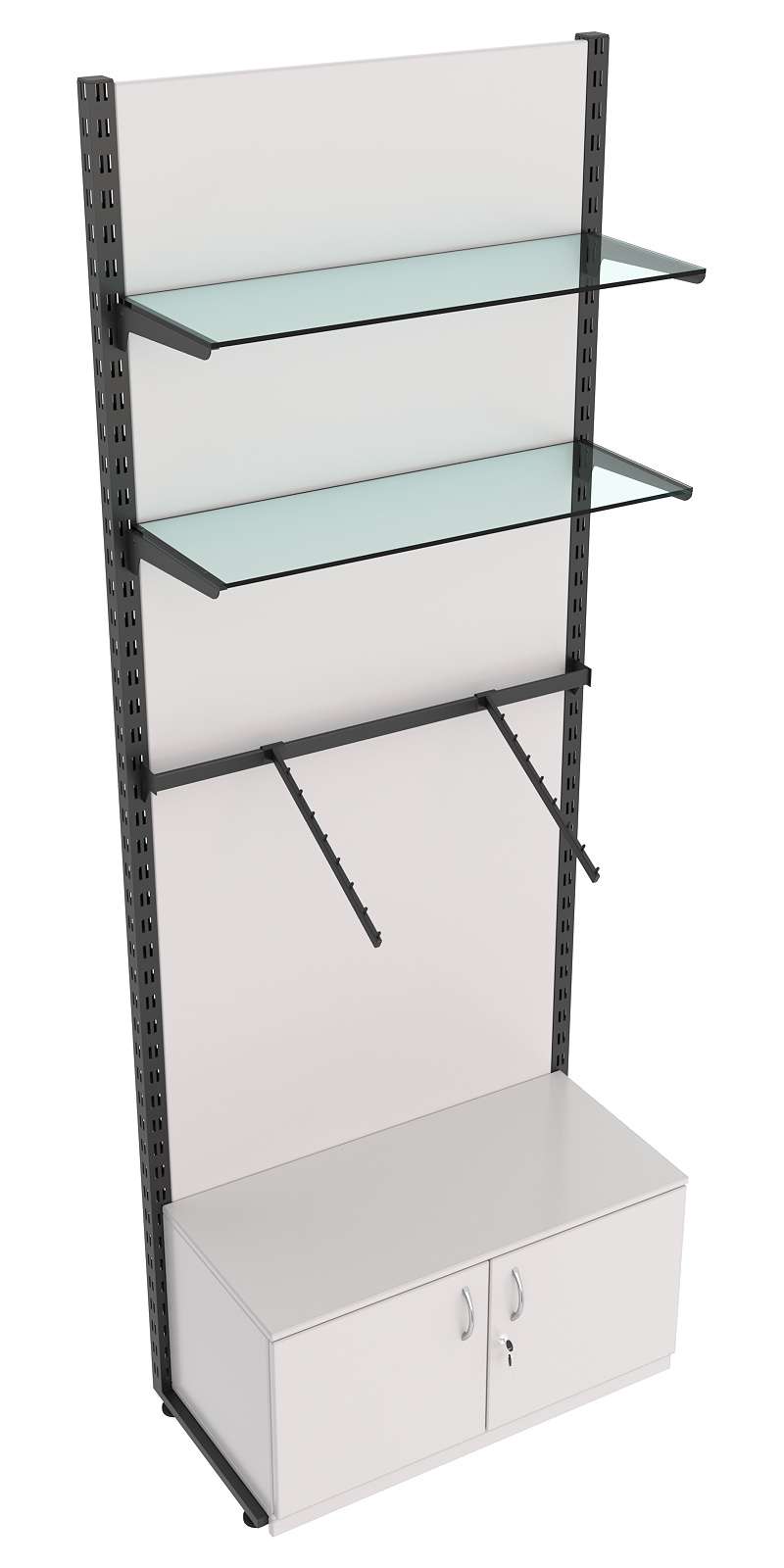 Пристенная система с кронштейнами и прозрачными полками для одежды ЛОФТ №4-ЗС-Н 900мм Серый