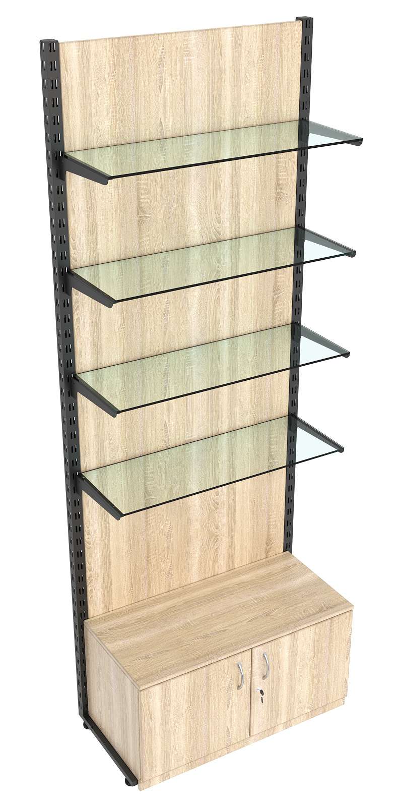 Пристенная система с 4-мя прозрачными полками для одежды ЛОФТ №10-ЗС-Н 900мм Дуб сонома