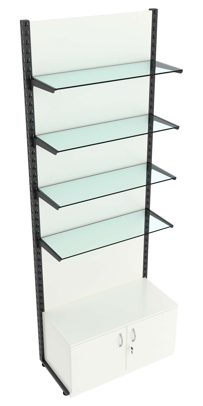 Пристенная система с 4-мя прозрачными полками для одежды ЛОФТ №10-ЗС-Н 900мм Белый