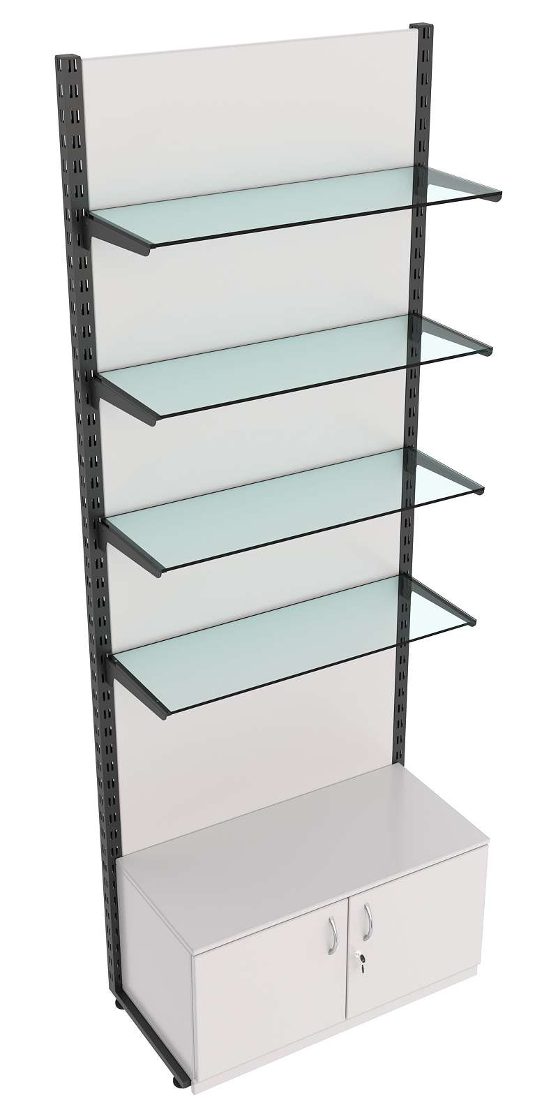 Пристенная система с 4-мя прозрачными полками для одежды ЛОФТ №10-ЗС-Н 900мм Серый