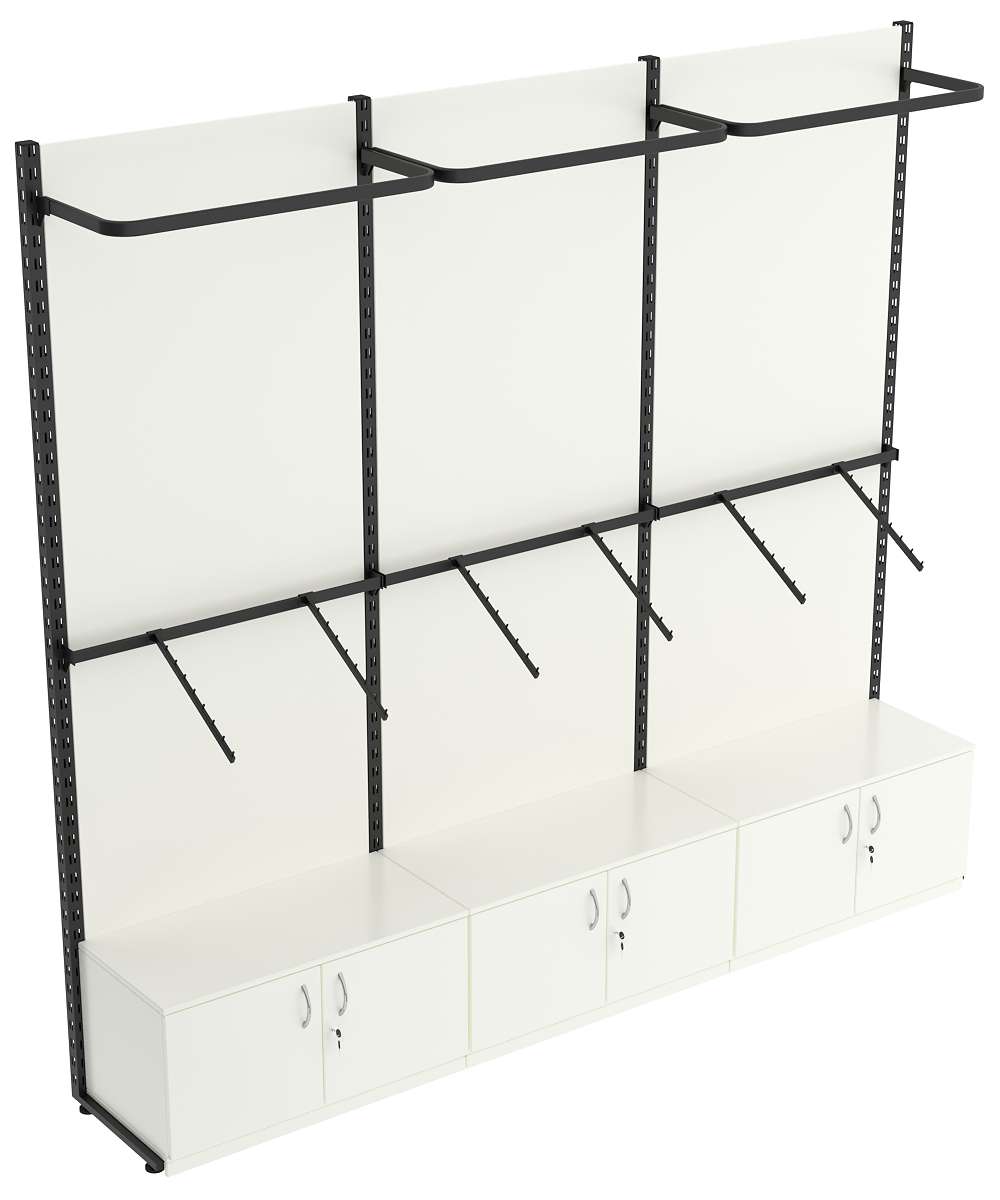 Пристенная система с комбо - поручнями для одежды ЛОФТ №3-ЗС-Н 2700мм Белый