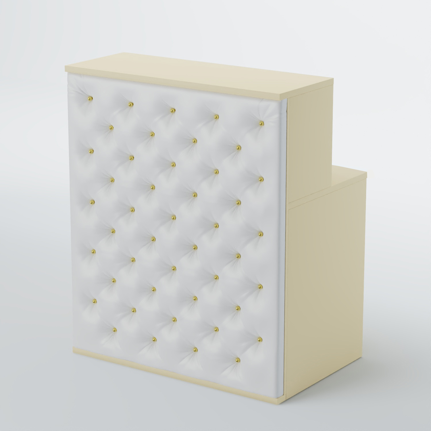 Ресепшен БАРОН №1 (карета золото) Крем вайс + Экокожа белая