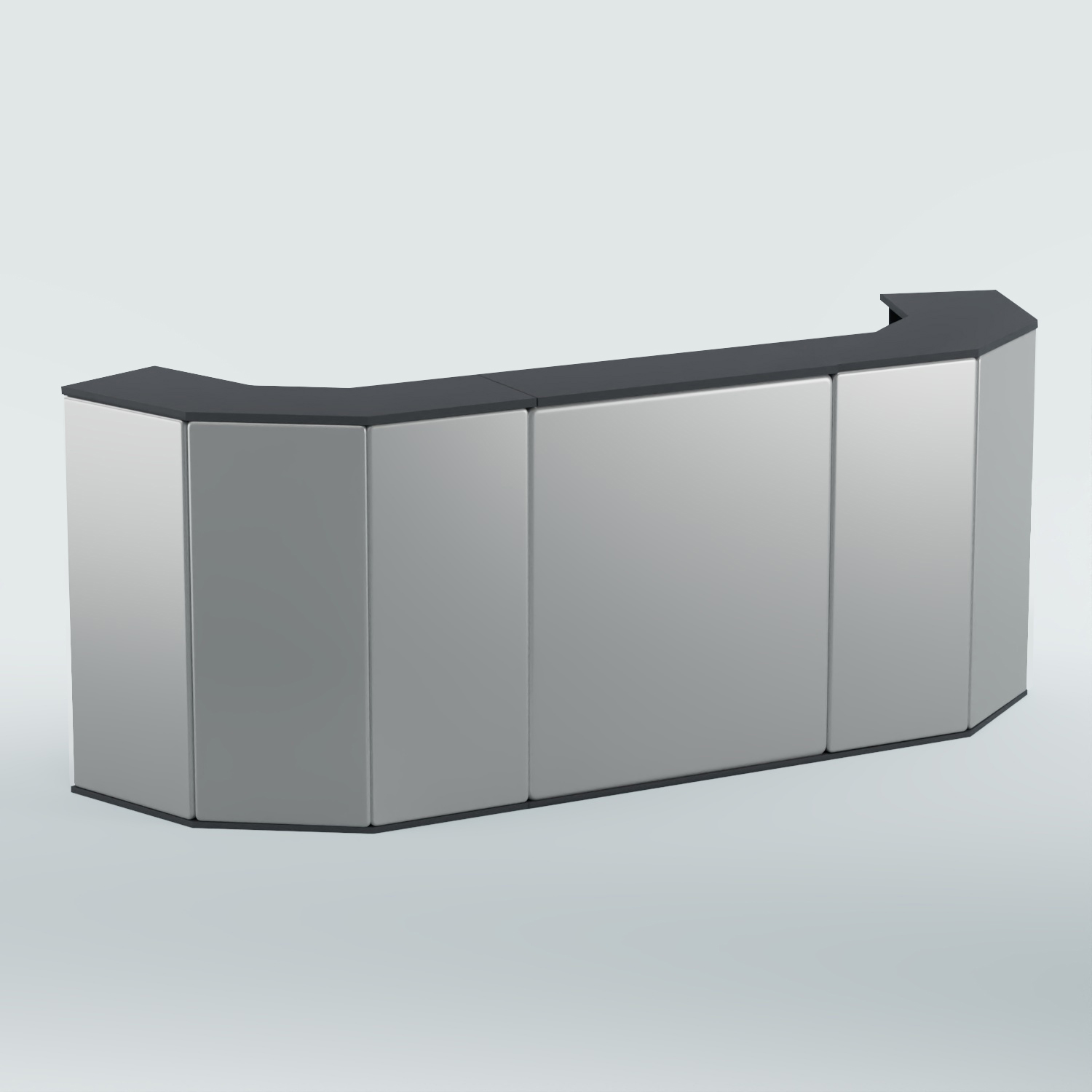 Ресепшен БАРОН №6 (ровная поверхность) Антрацит + Экокожа серебристая