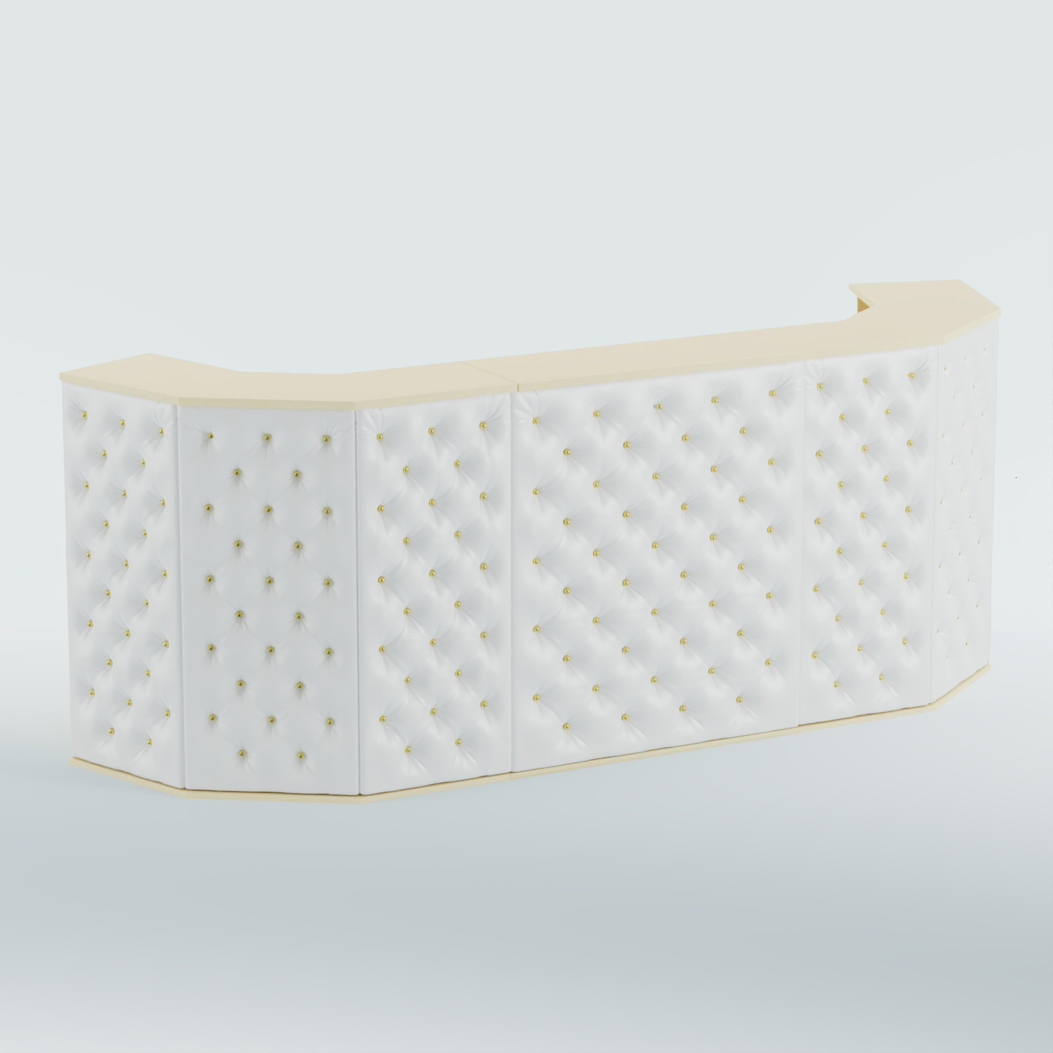 Ресепшен БАРОН №6 (карета золото) Крем вайс + Экокожа белая