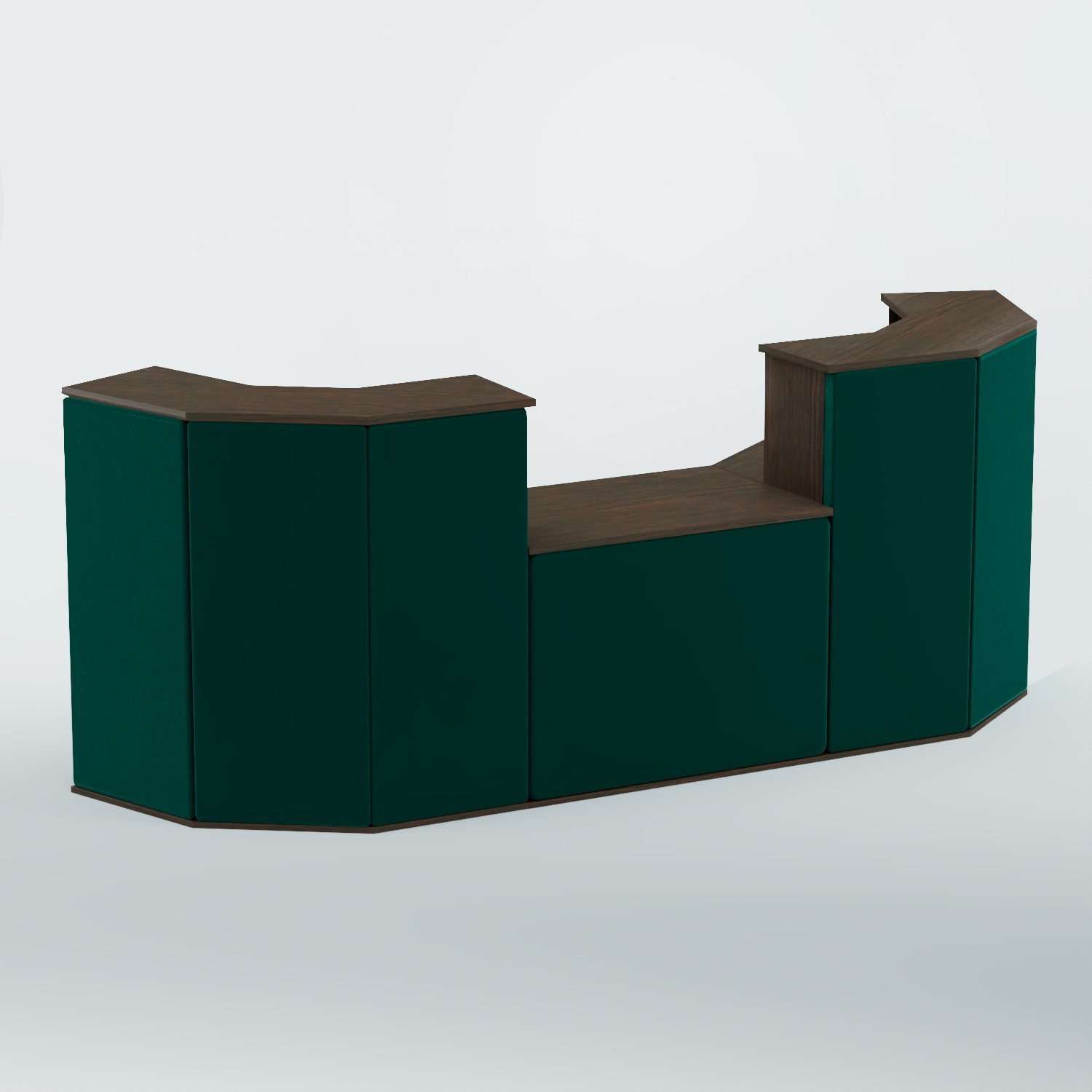 Ресепшен со столом БАРОН №7 (ровная поверхность) Дуб Венге  + Велюр Tiffany 10 Dk. Green