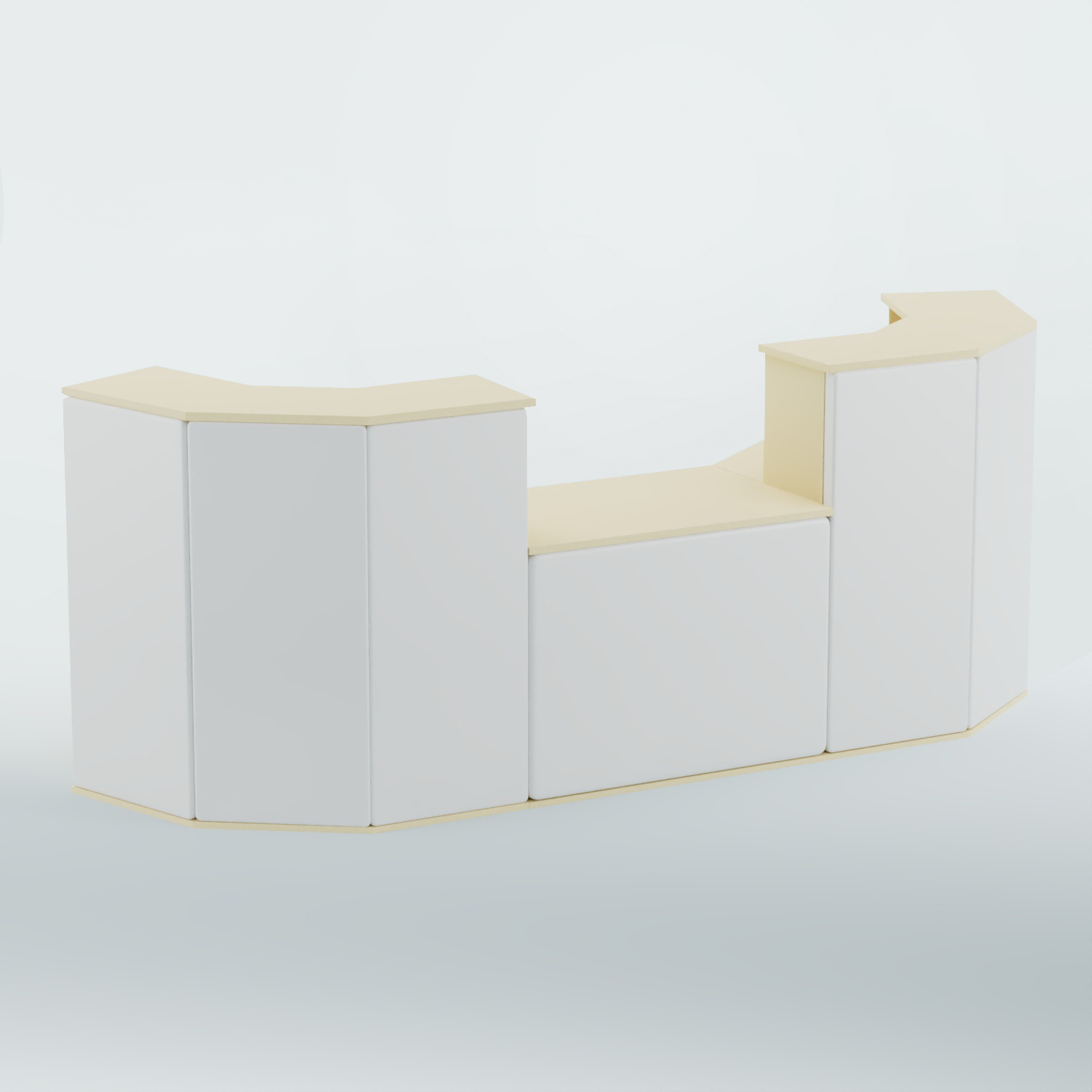 Ресепшен со столом БАРОН №7 (ровная поверхность) Крем вайс + Экокожа белая