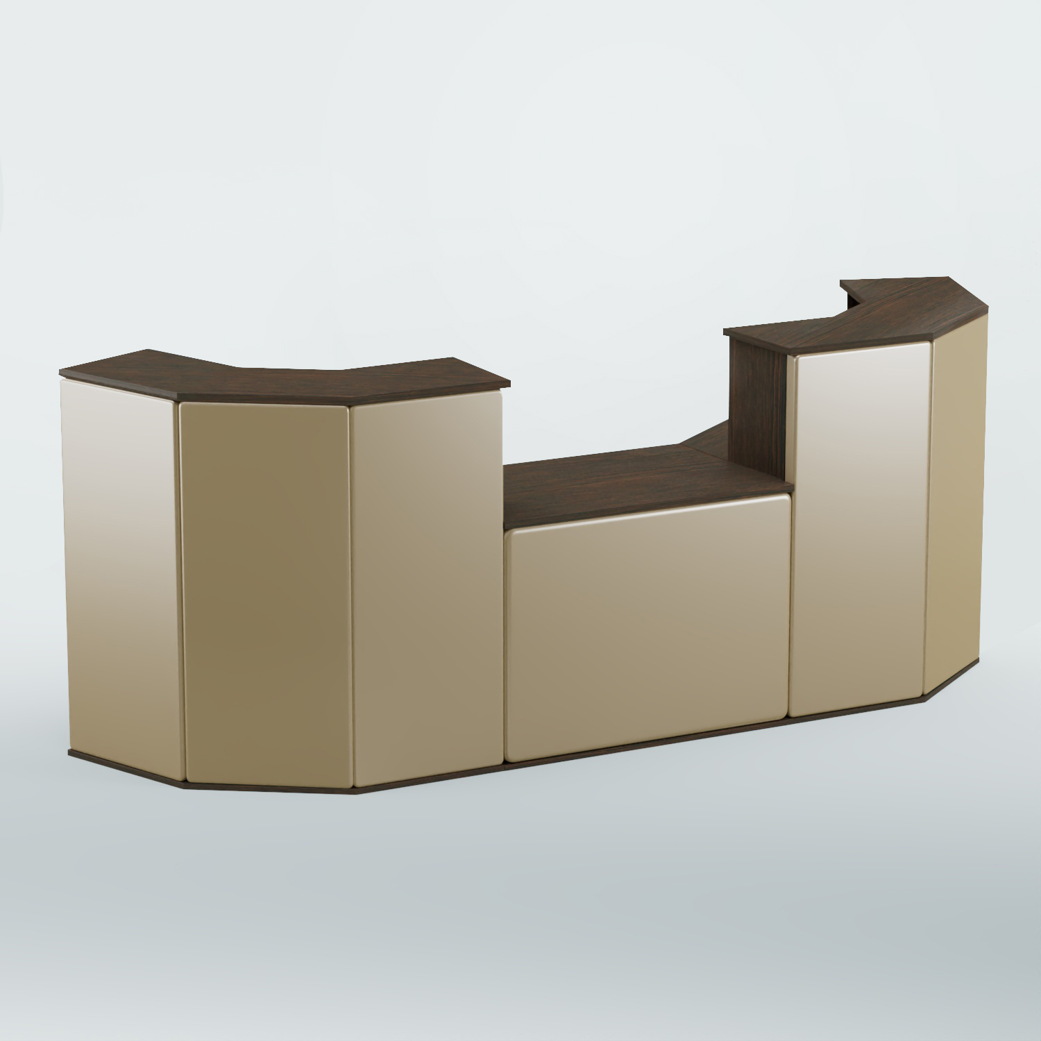 Ресепшен со столом БАРОН №7 (ровная поверхность) Дуб Венге + Экокожа золотистая