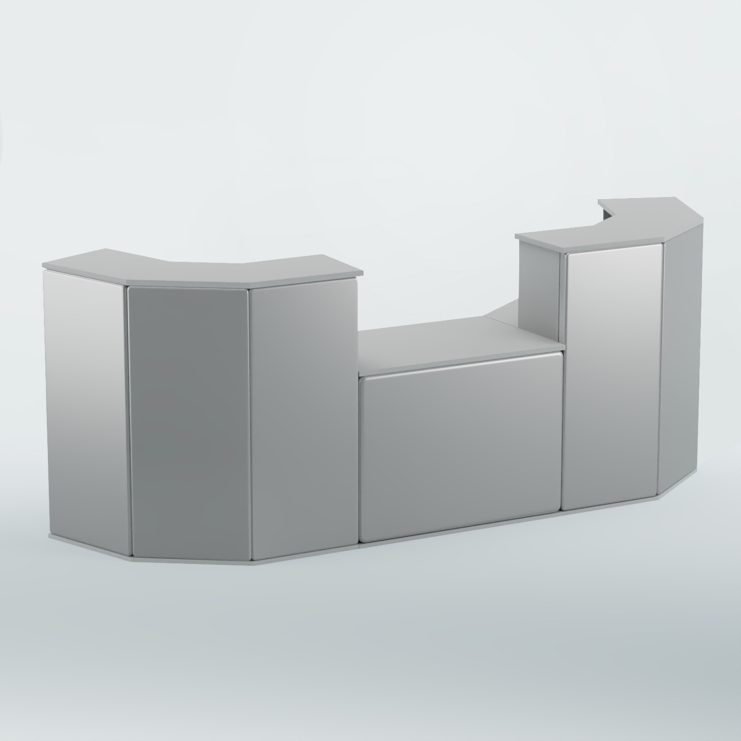 Ресепшен со столом БАРОН №7 (ровная поверхность) Серый + Экокожа серебристая