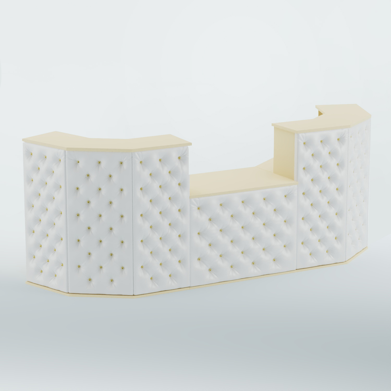 Ресепшен со столом БАРОН №7 (карета золото) Крем вайс + Экокожа белая