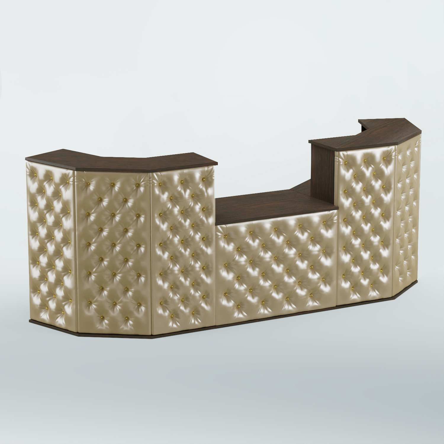 Ресепшен со столом БАРОН №7 (карета золото) Дуб Венге + Экокожа золотистая