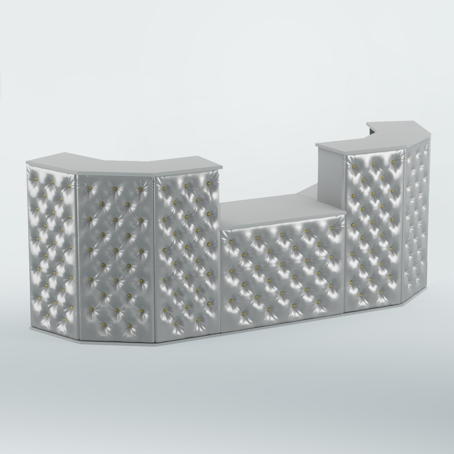 Ресепшен со столом БАРОН №7 (карета золото) Серый + Экокожа серебристая