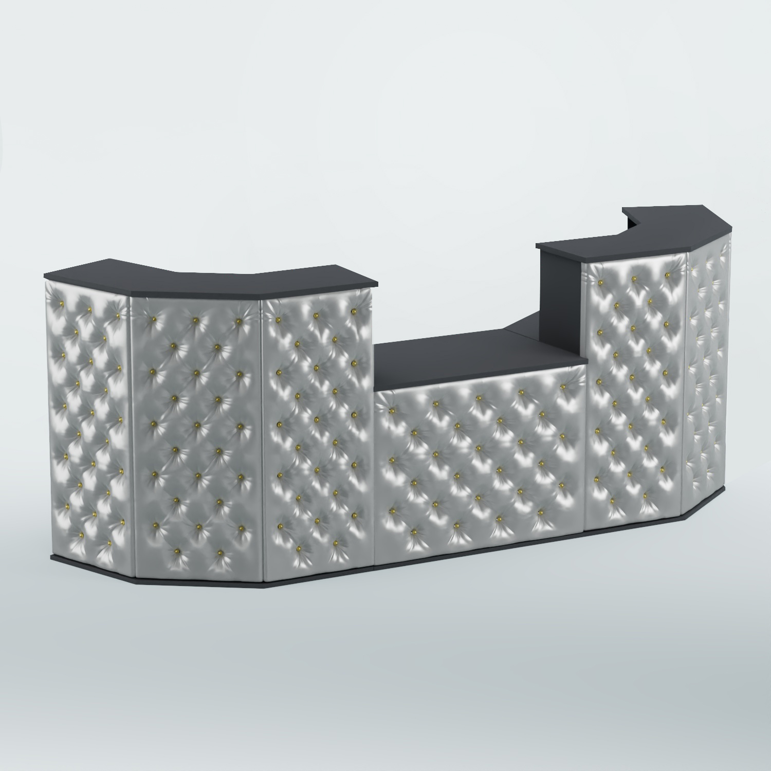 Ресепшен со столом БАРОН №7 (карета золото) Антрацит + Экокожа серебристая