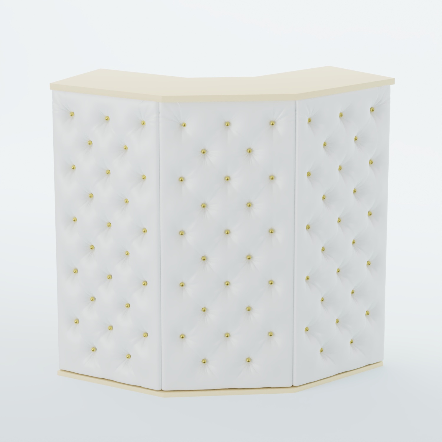 Ресепшен БАРОН №4 (карета золото) Крем вайс + Экокожа белая