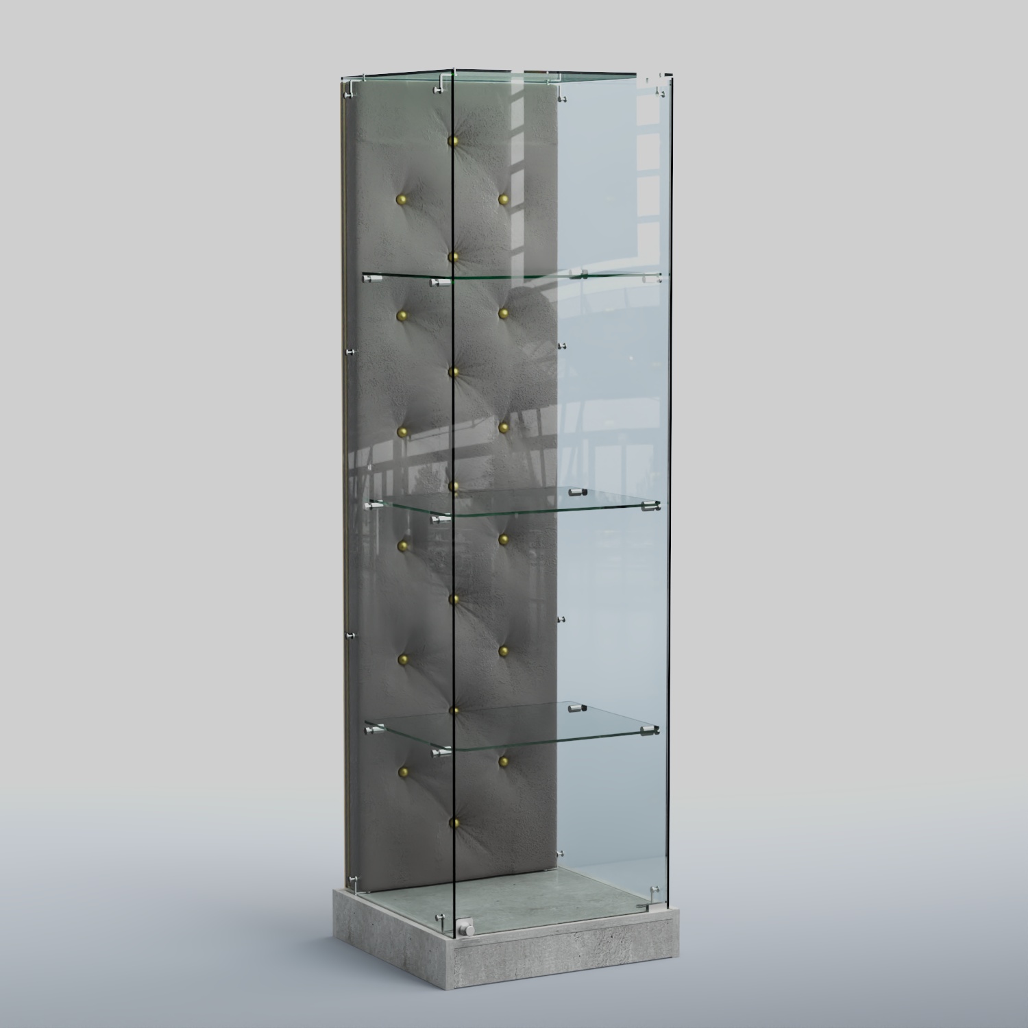 Низкая стеклянная витрина КАПИТОНЕ №1-ХП Метрополитан Грей+15 Silver