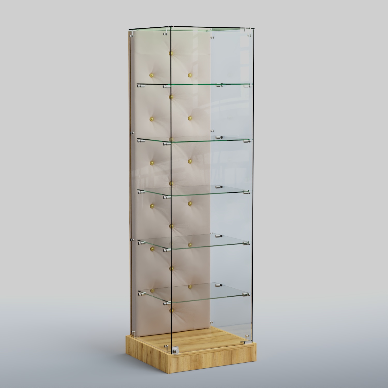 Низкая стеклянная витрина КАПИТОНЕ №501-ХП Дуб Золотистый + 01 Cream