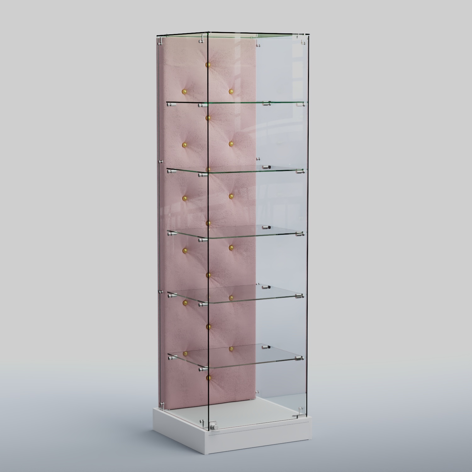 Низкая стеклянная витрина КАПИТОНЕ №501-ХП Белый + 14 Flamingo