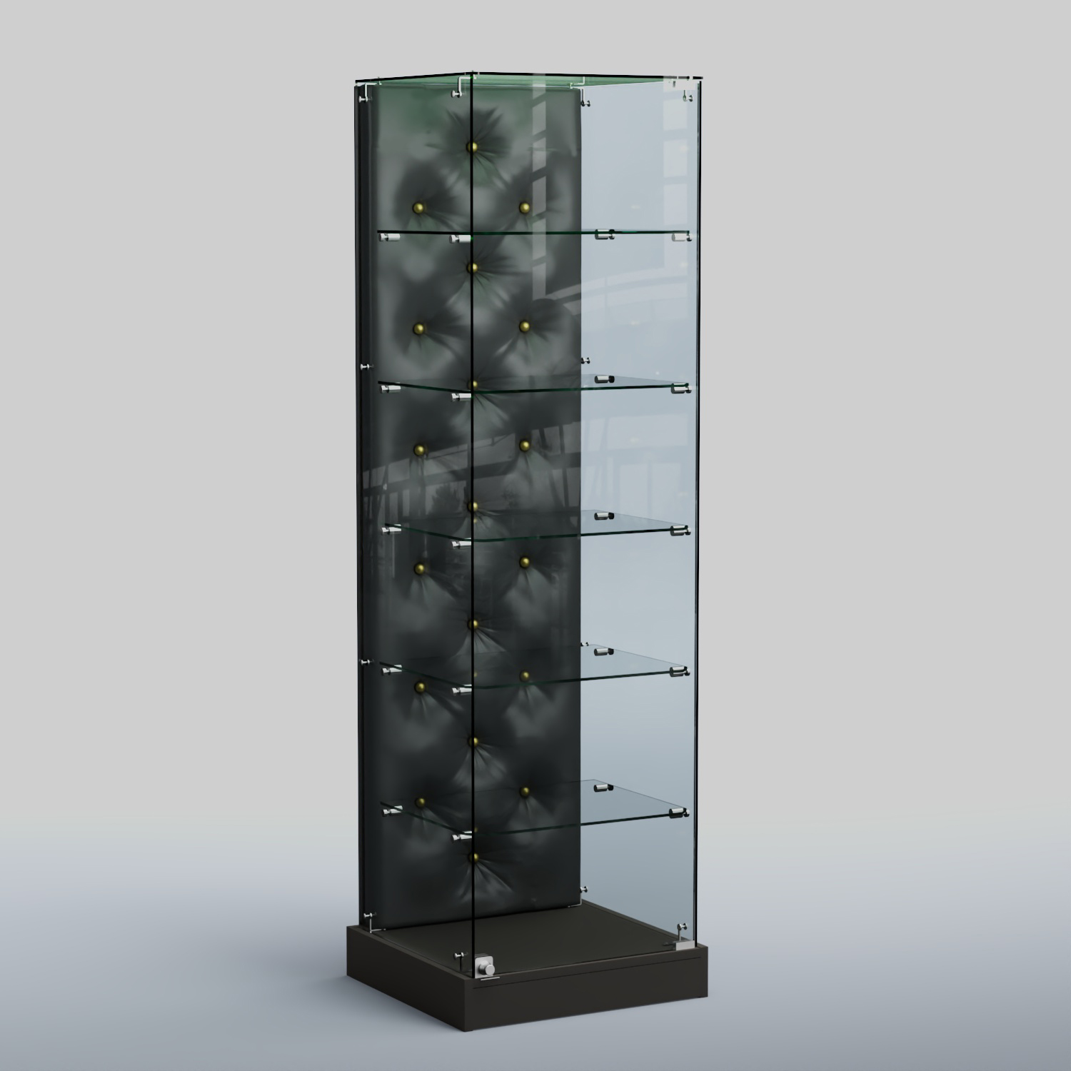 Низкая стеклянная витрина КАПИТОНЕ №501-ХП Черный + Экокожа черная