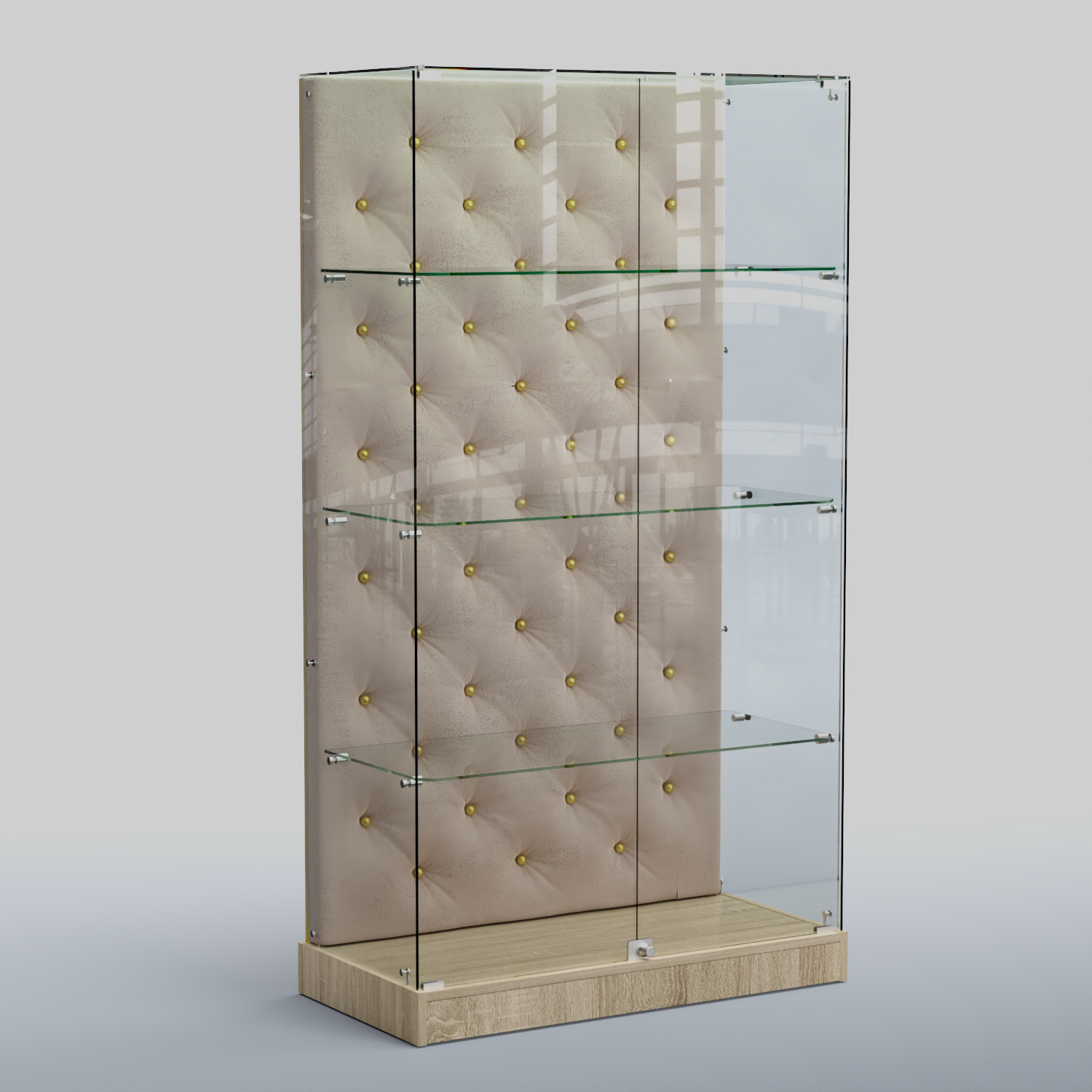Низкая стеклянная витрина КАПИТОНЕ №5-ХП Дуб сонома + 02 Beige