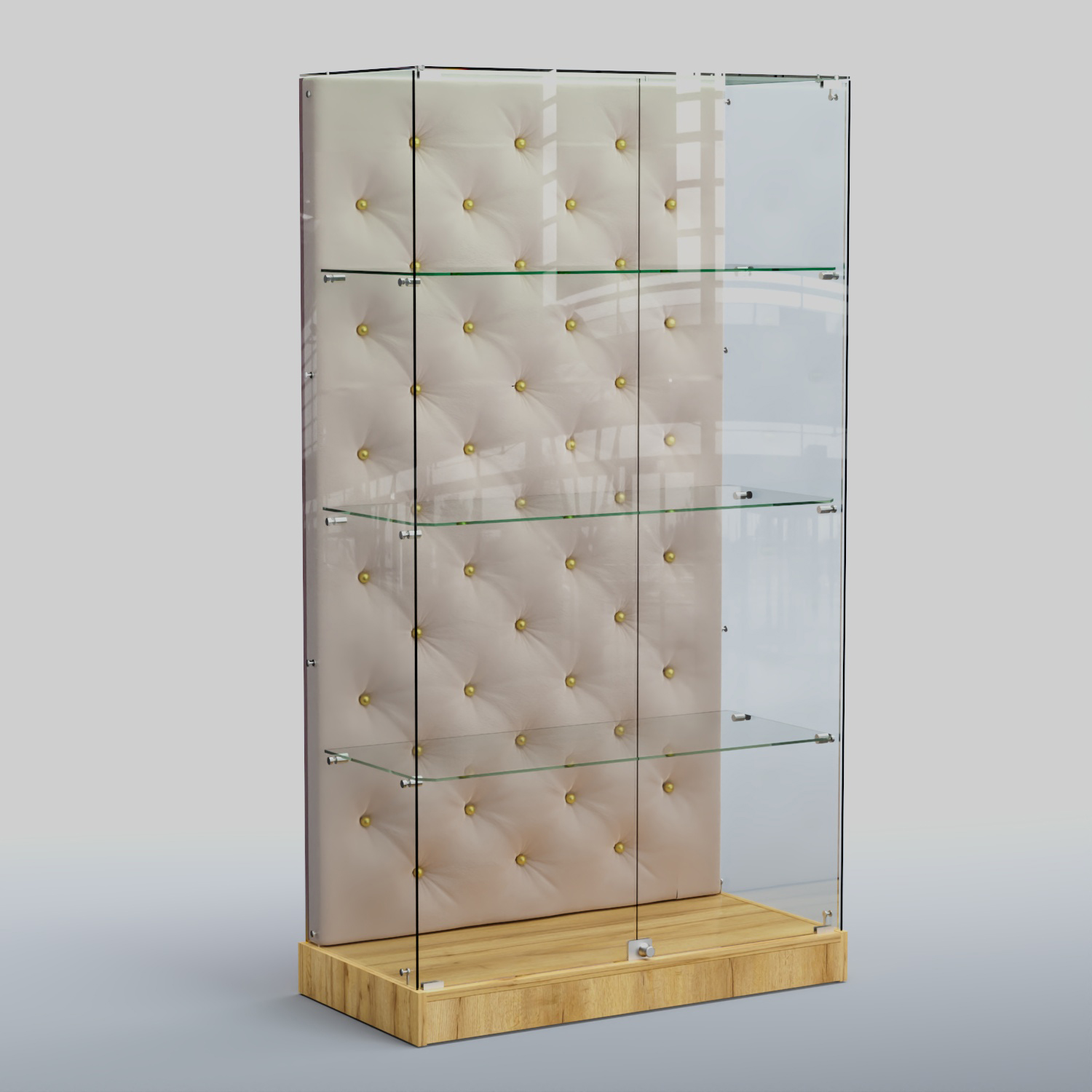 Низкая стеклянная витрина КАПИТОНЕ №5-ХП Дуб Золотистый + 01 Cream